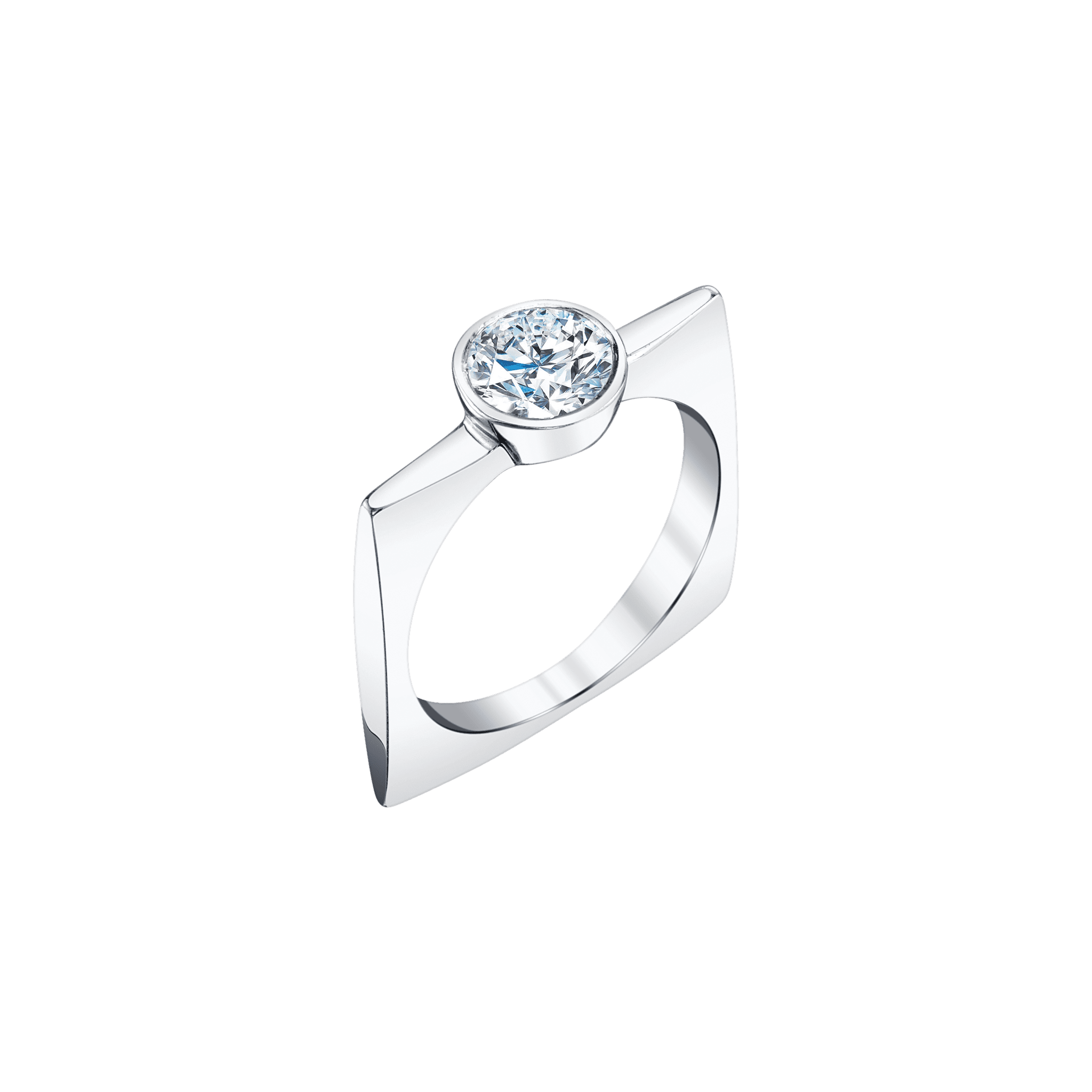 Pilar Square Ring with Round Diamond - Gabriela Artigas + CO
