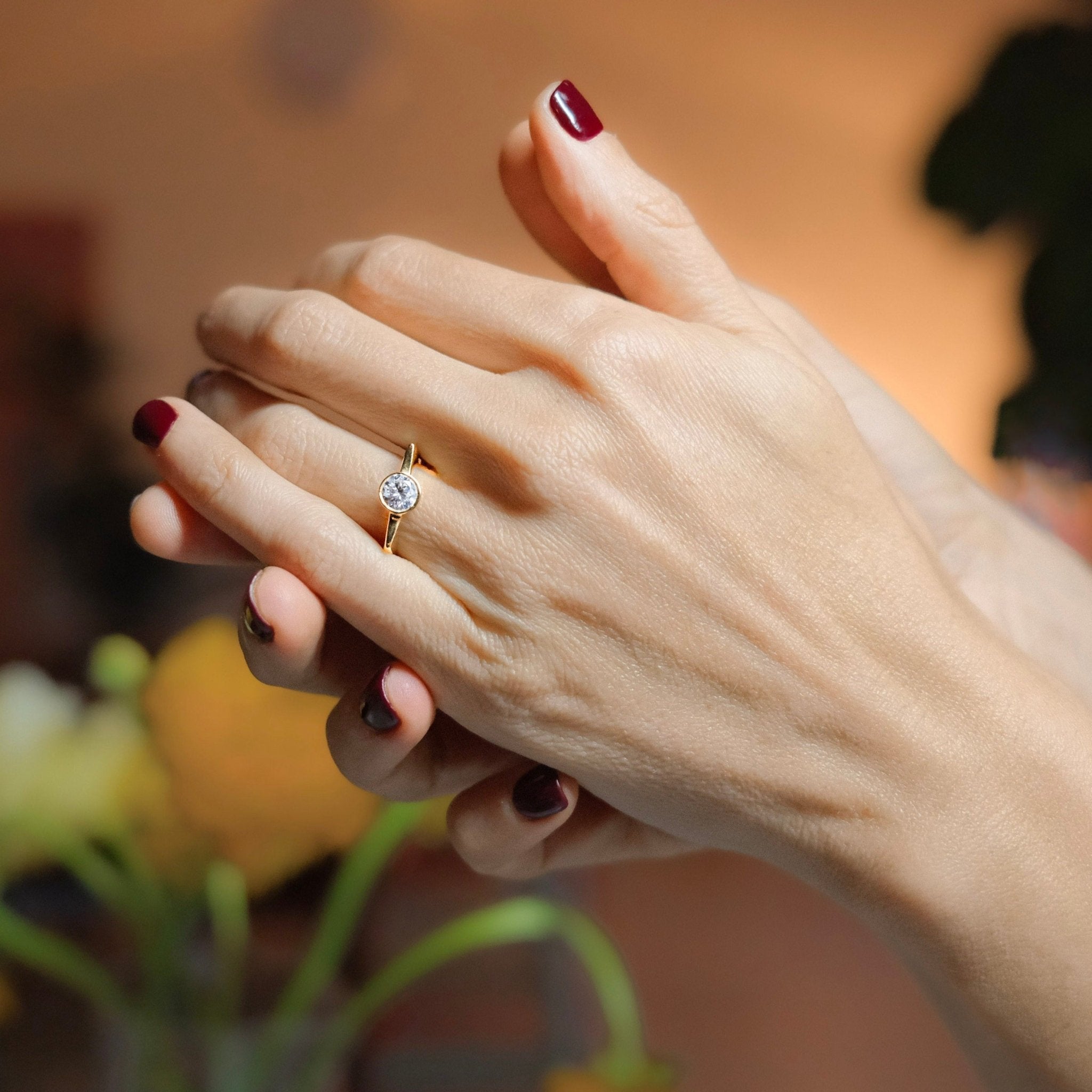 Pilar Square Ring with Round Diamond - Gabriela Artigas + CO