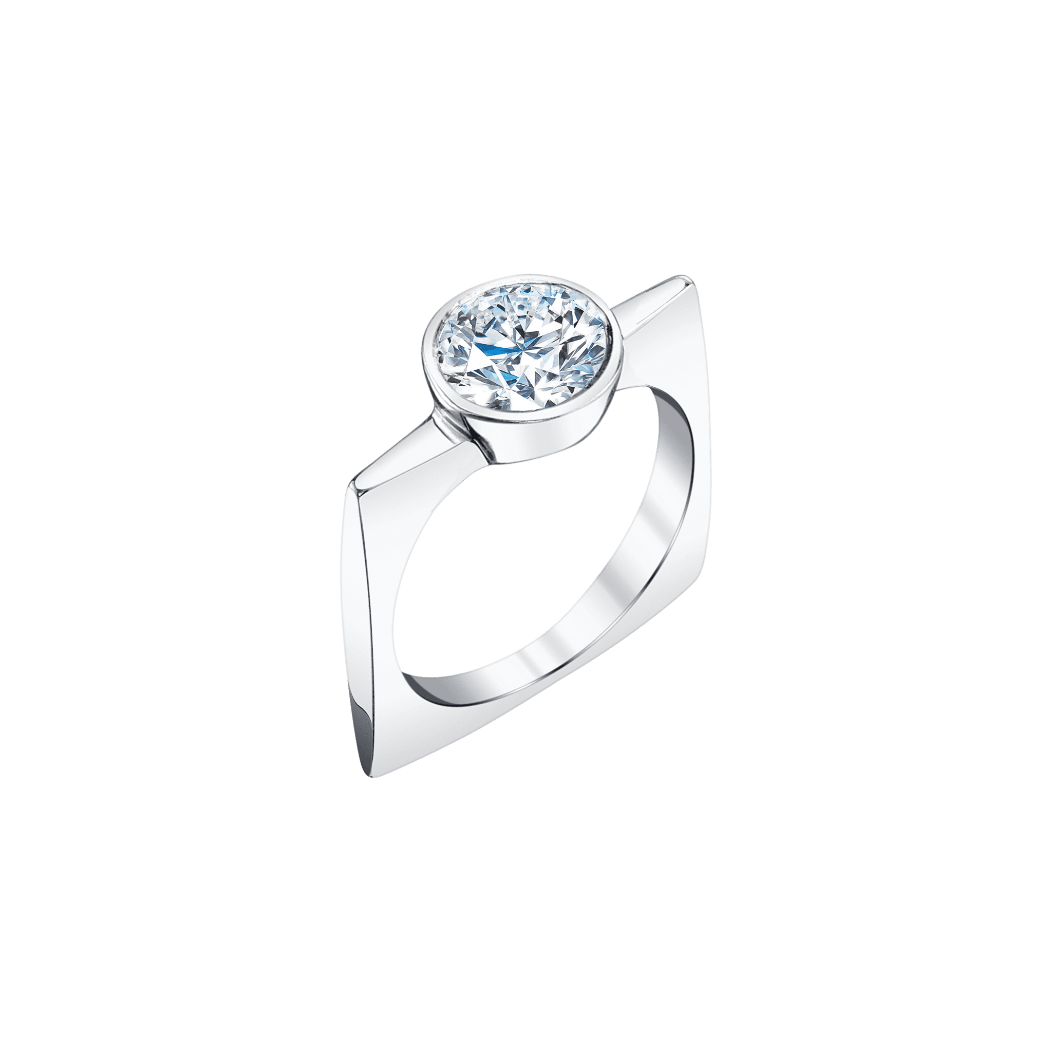 Pilar Square Ring with Round Diamond - Gabriela Artigas + CO