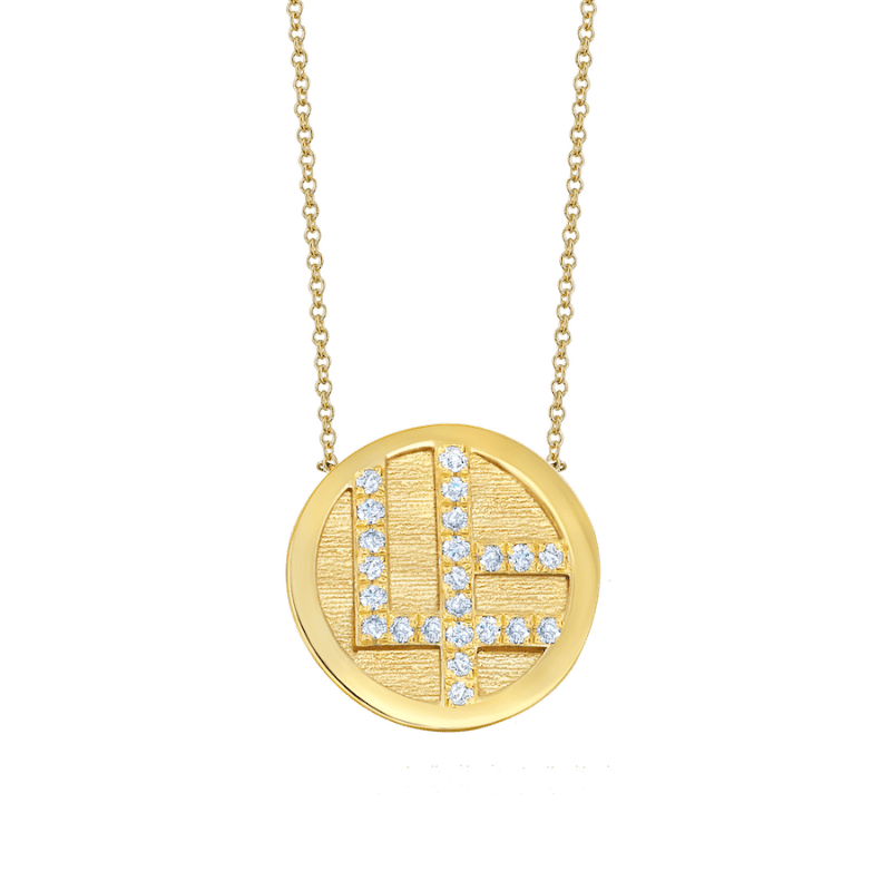 Small Medallion Necklace with White Pavé Diamonds - Gabriela Artigas + CO