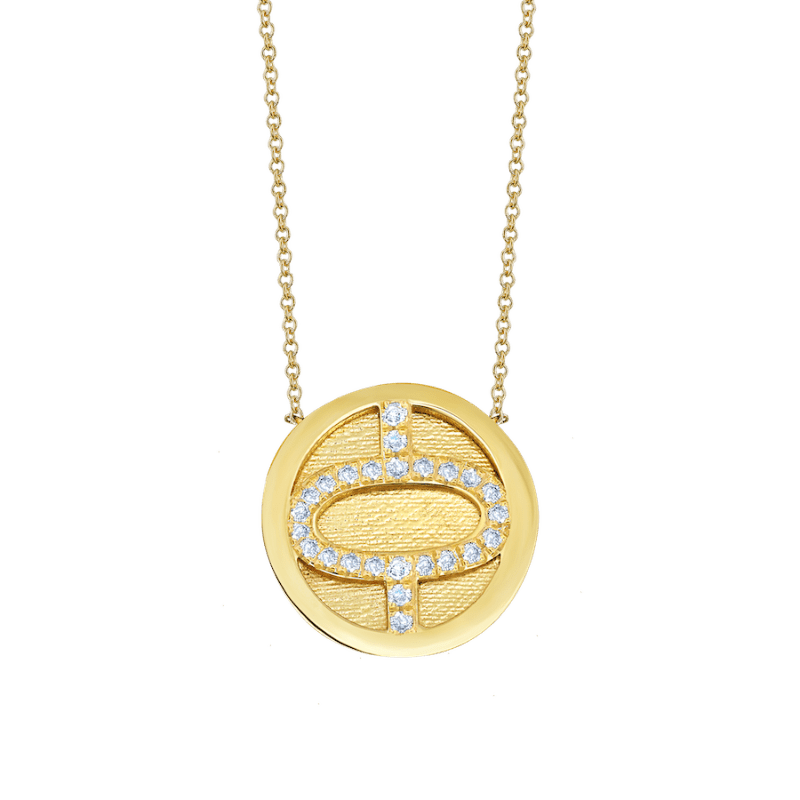 Small Medallion Necklace with White Pavé Diamonds - Gabriela Artigas + CO