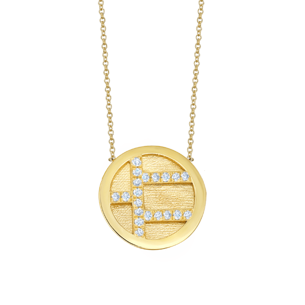 Small Medallion Necklace with White Pavé Diamonds - Gabriela Artigas + CO