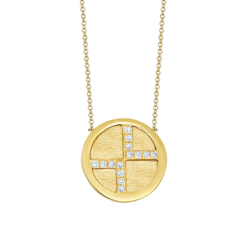 Small Medallion Necklace with White Pavé Diamonds - Gabriela Artigas + CO