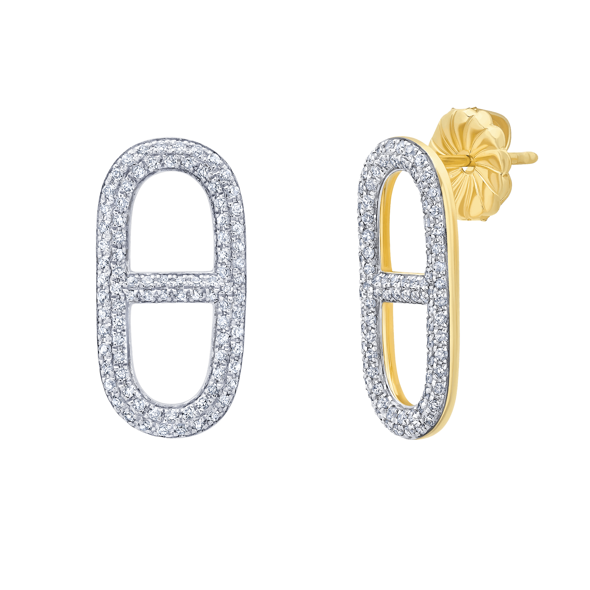 Stirrup Link Stud with White Pave Diamonds - Gabriela Artigas + CO