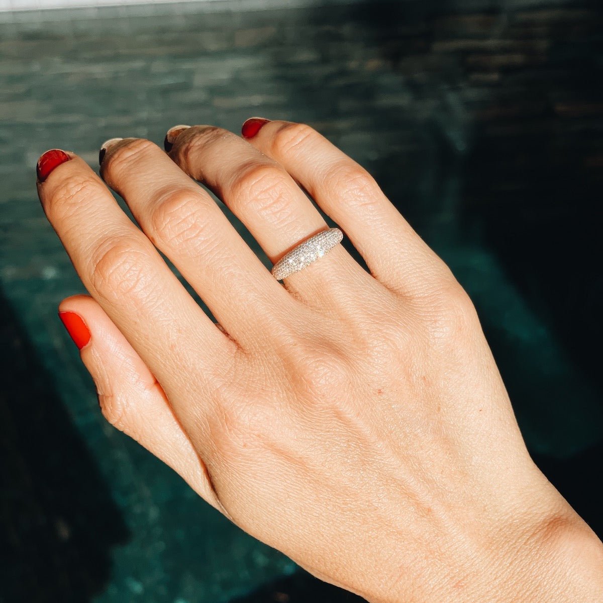 Thin Balloon Ring with White Pave Diamonds - Gabriela Artigas + CO