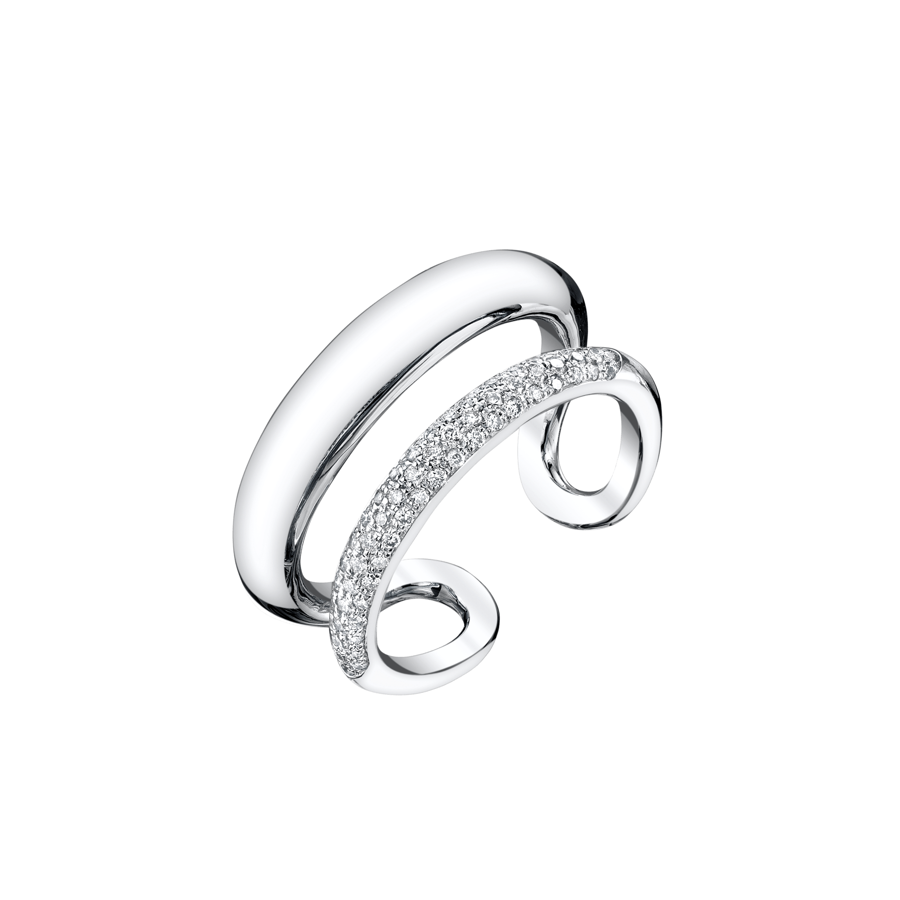 Twin Tusk Ring with Half White Pavé Diamonds - Gabriela Artigas + CO