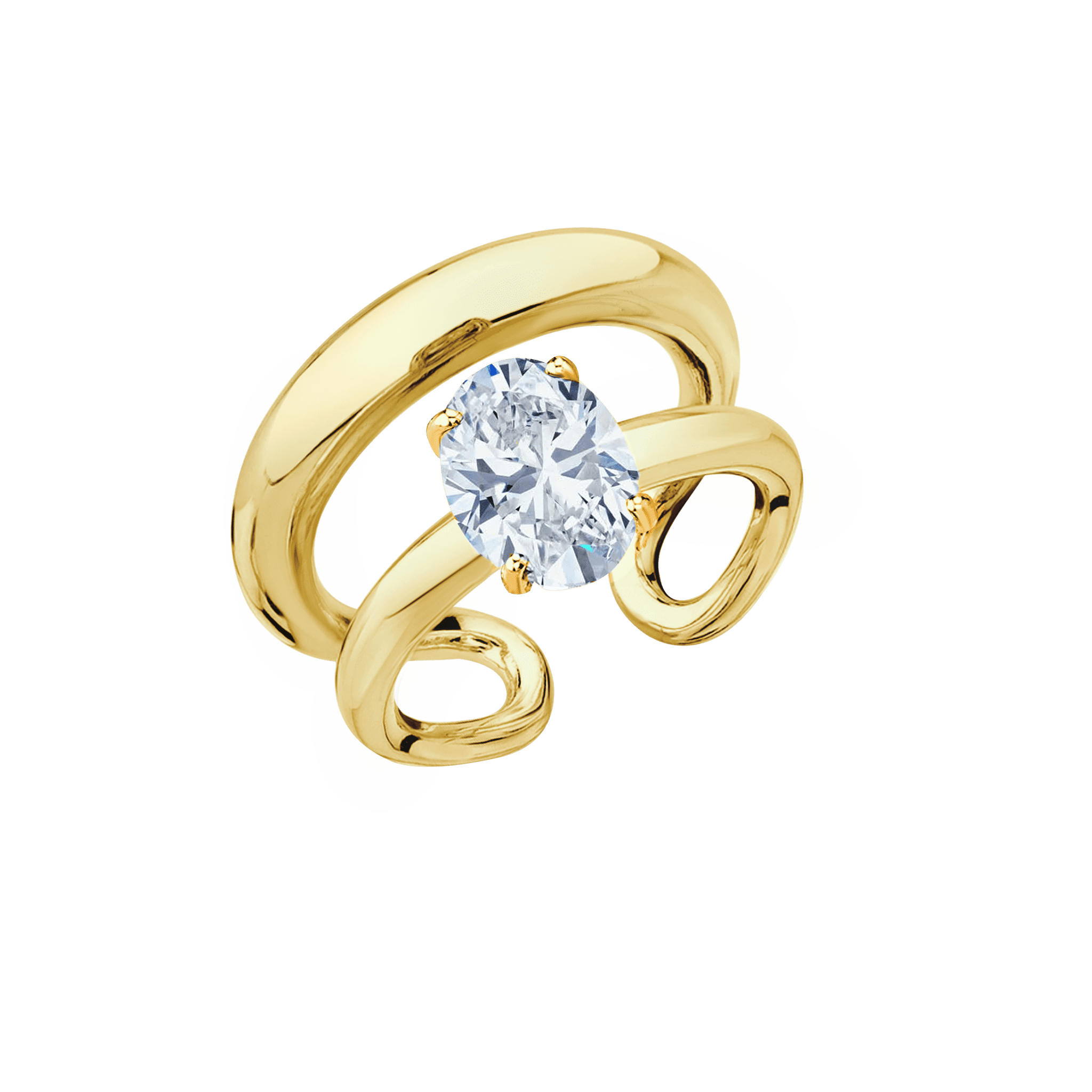Twin Tusk Ring with Suspended Oval Diamond - Gabriela Artigas + CO