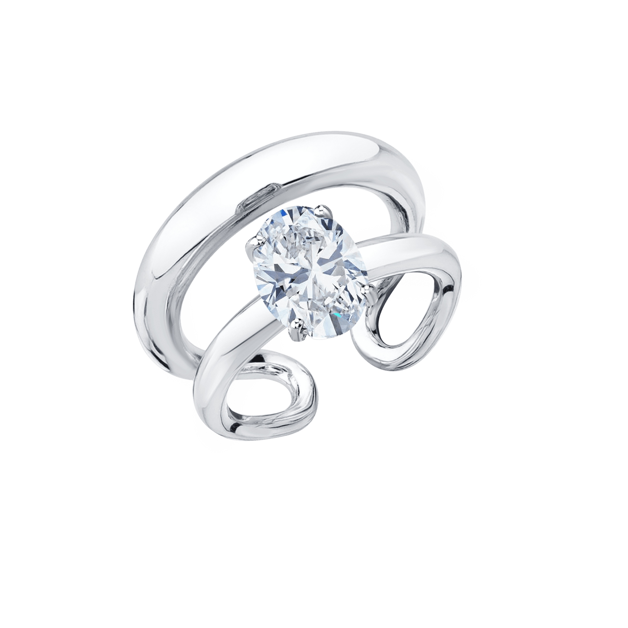 Twin Tusk Ring with Suspended Oval Diamond - Gabriela Artigas + CO