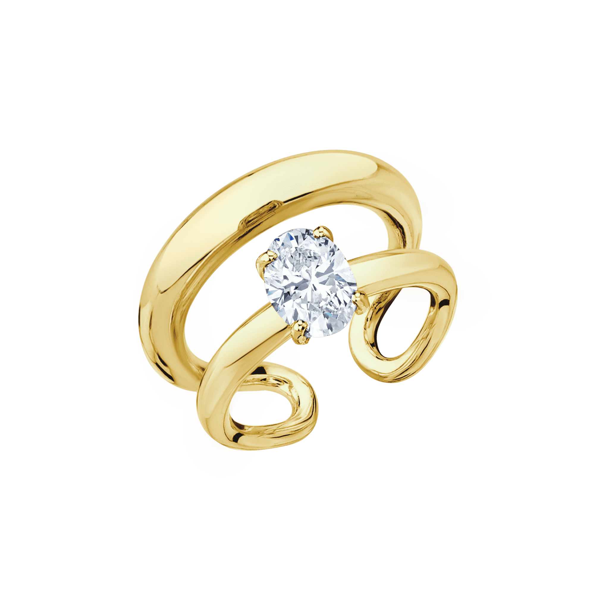 Twin Tusk Ring with Suspended Oval Diamond - Gabriela Artigas + CO