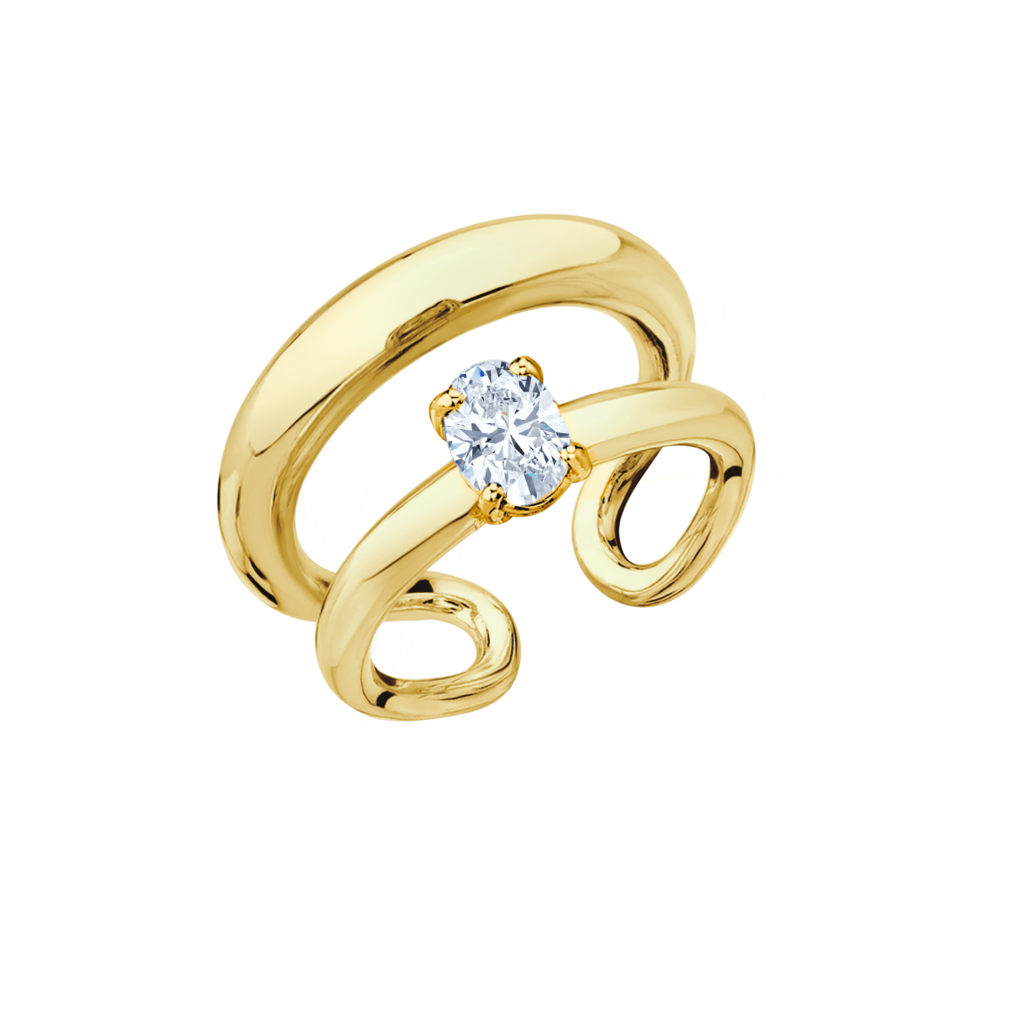 Twin Tusk Ring with Suspended Oval Diamond - Gabriela Artigas + CO