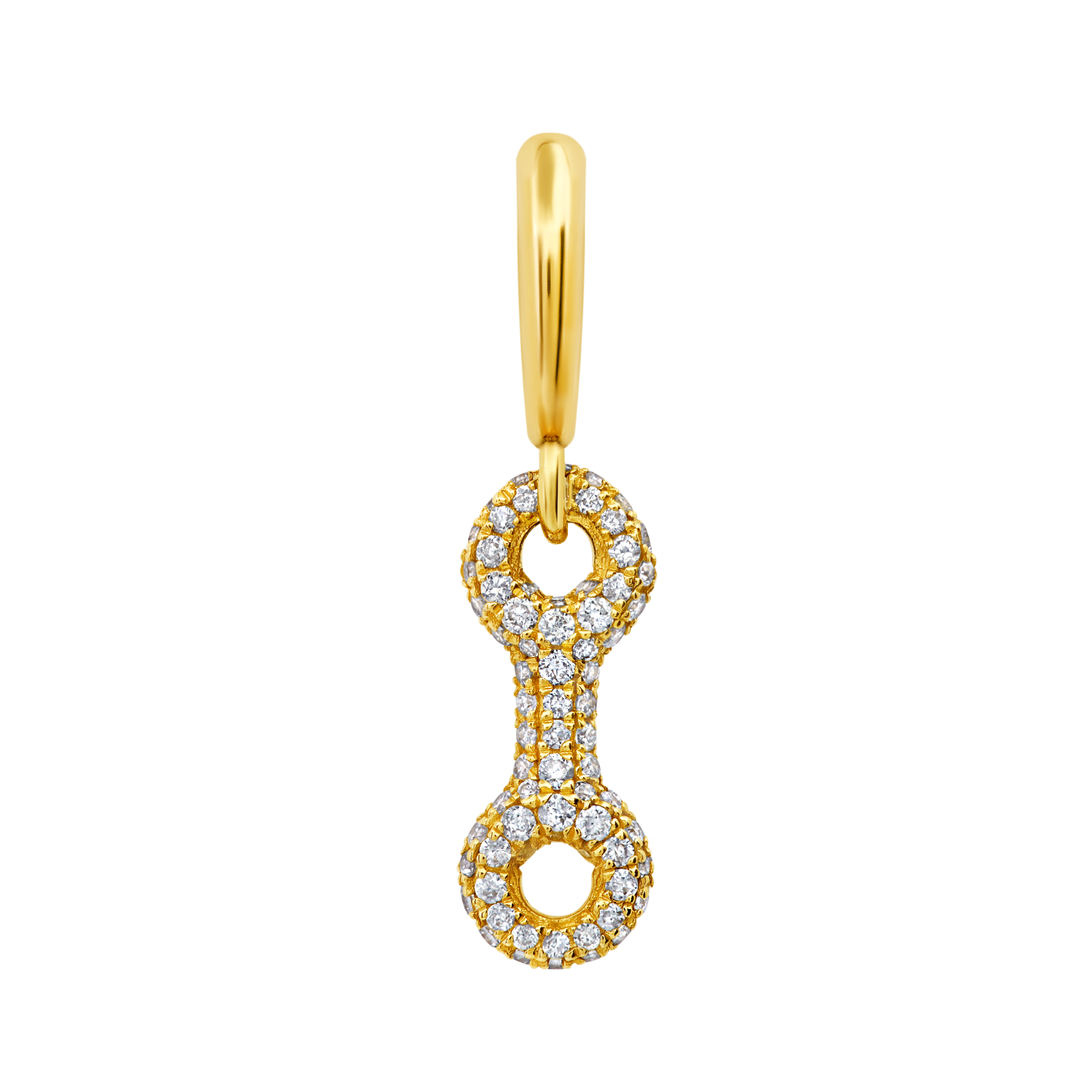 15mm double link huggie in vermeil gold, adorned with sparkling white pavé diamonds - Gabriela Artigas