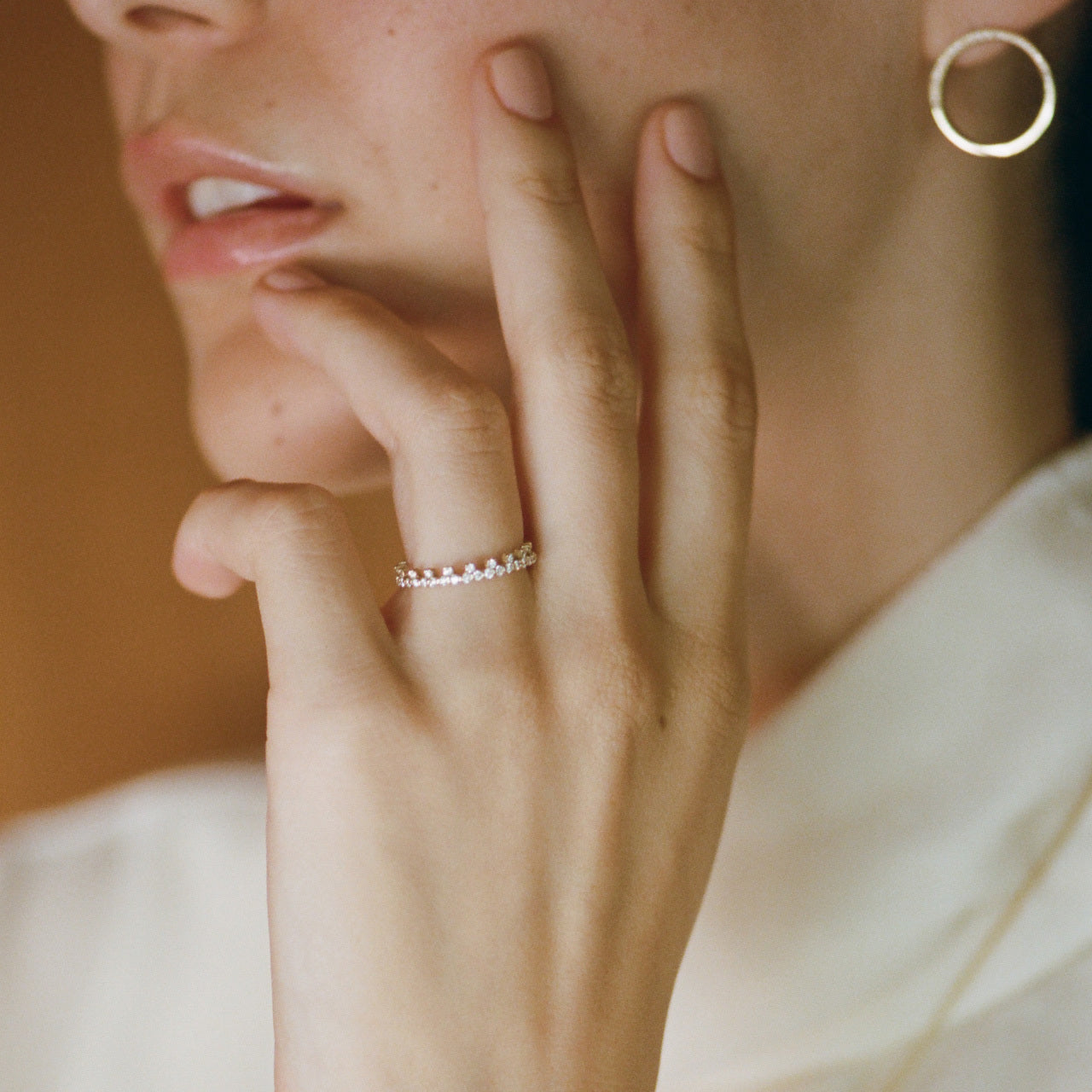 End bolt ring featuring white pavé diamonds, a striking piece that blends contemporary style - Gabriela Artigas