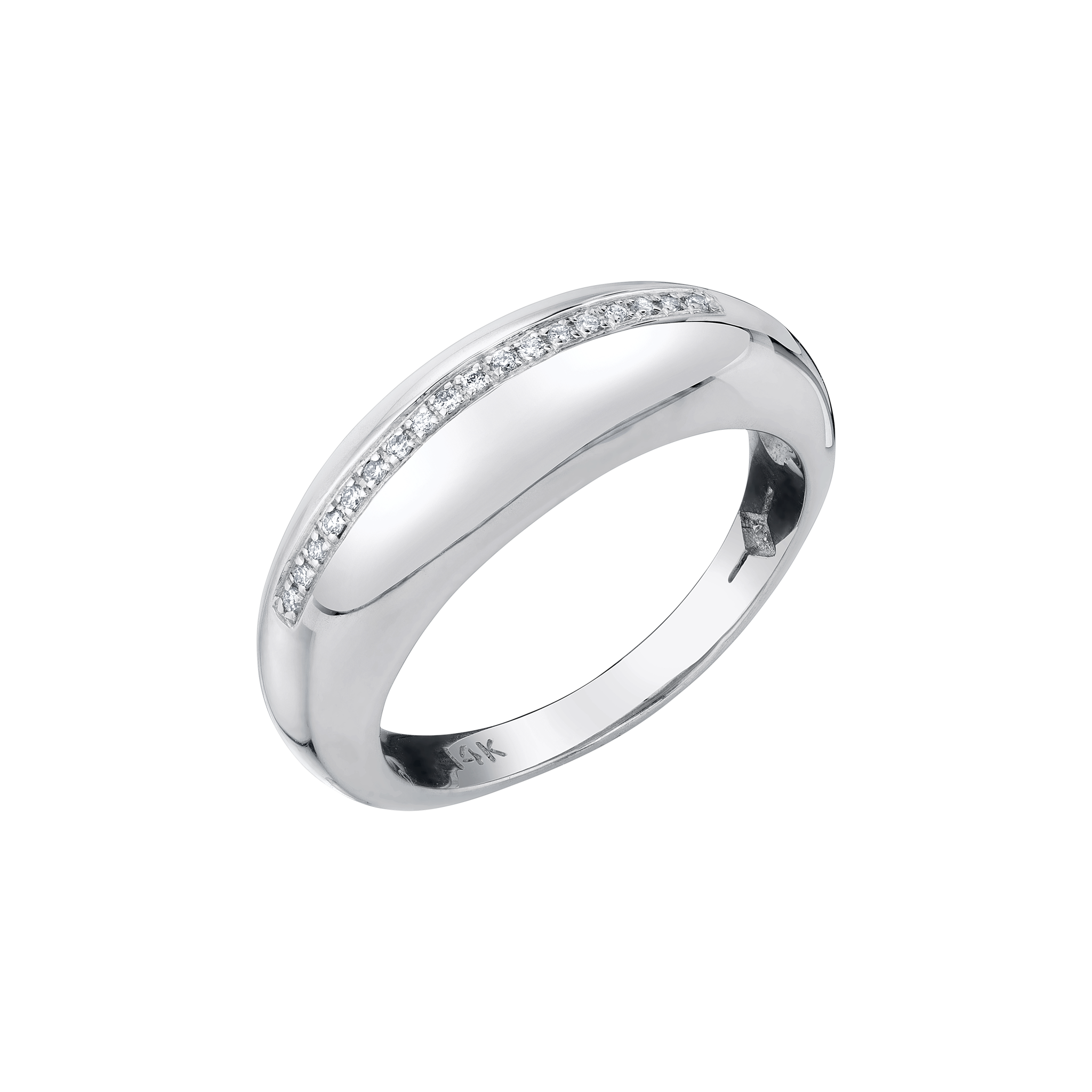 Small Balloon Ring with Row of Pavé White Diamonds - Gabriela Artigas