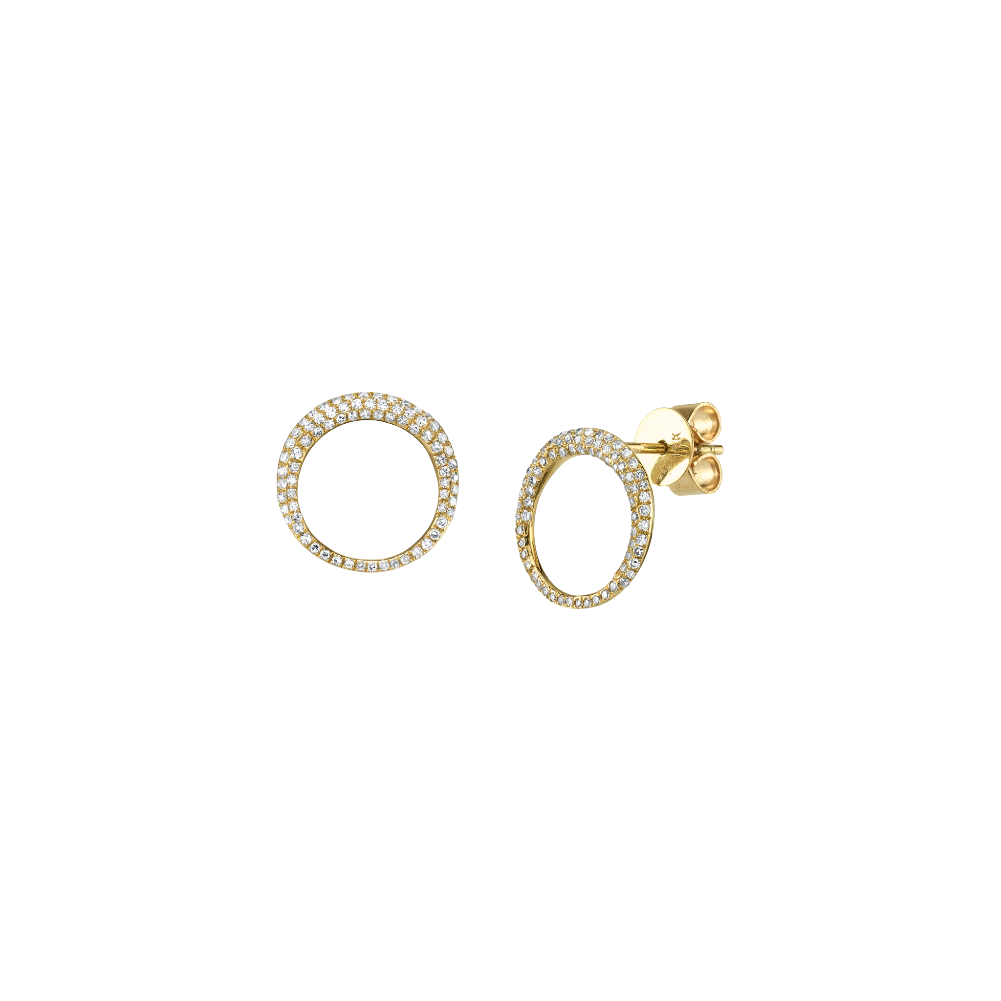 Gold Small Balloon Earrings, featuring tapered circular frames studded with white diamonds, perfect for adding chic brilliance to every day - Gabriela Artigas
