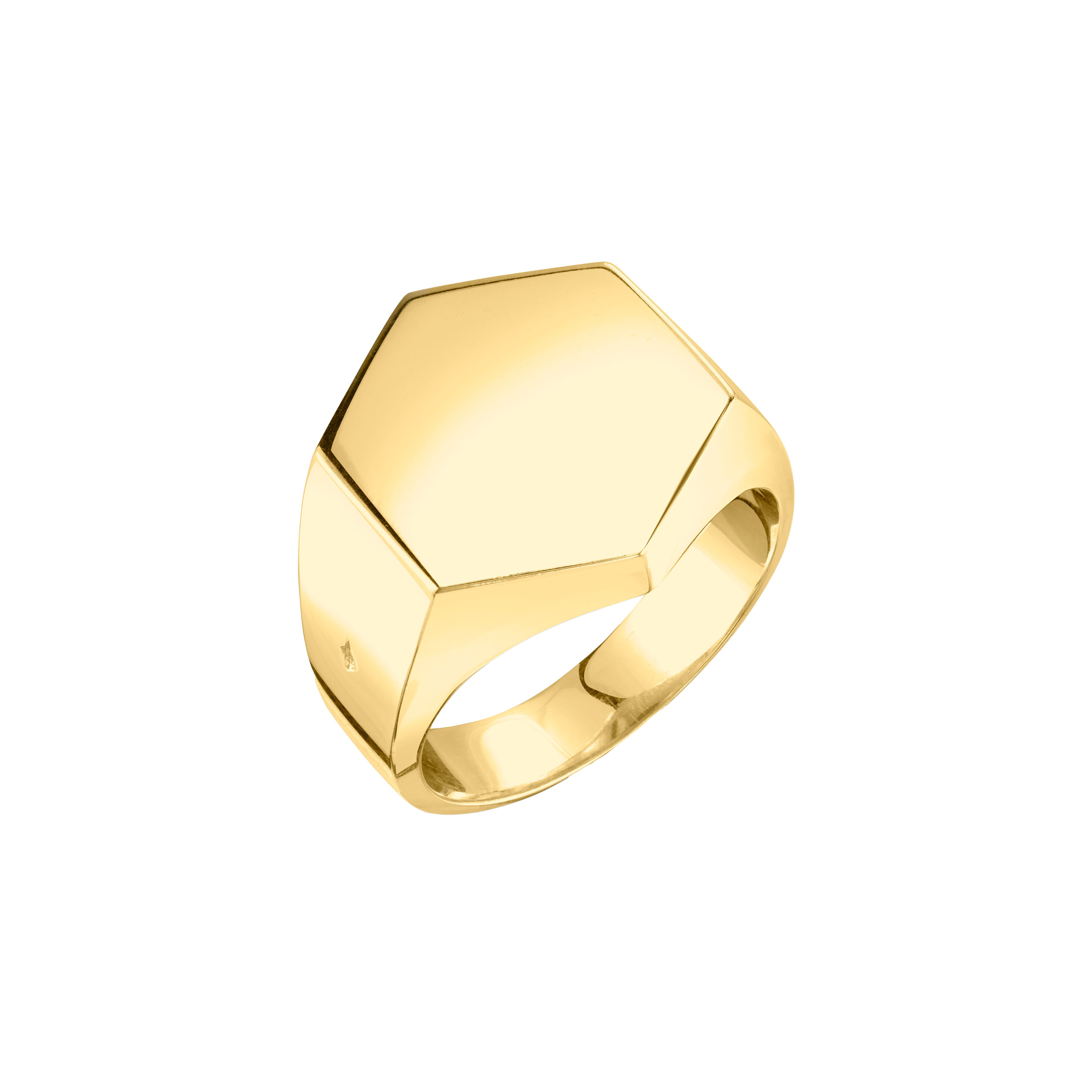 17 mm gold vermeil hexagon ring, featuring a bold geometric design with a luxurious golden finish - Gabriela Artigas