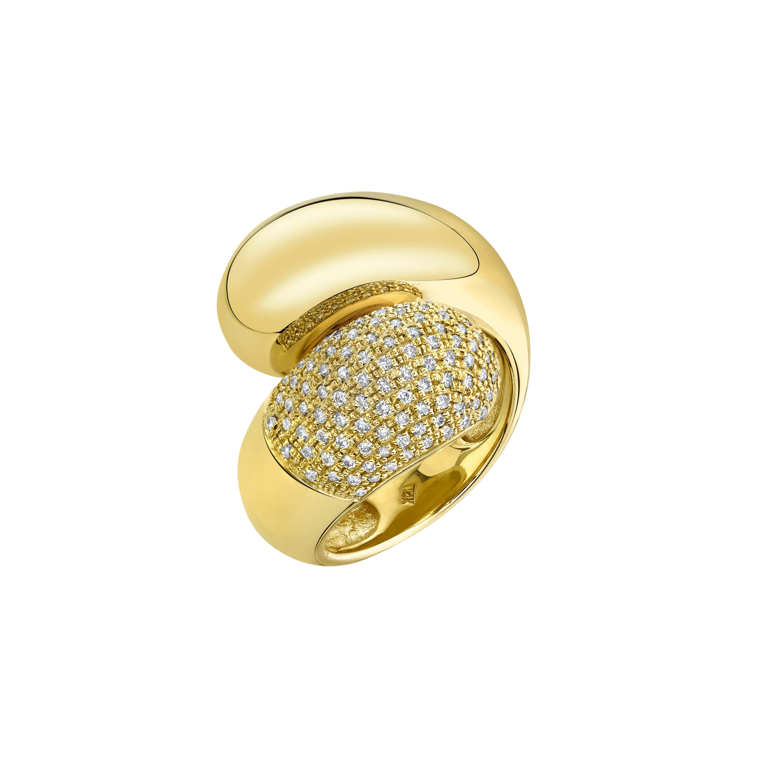 Double apse ring featuring one side adorned with white pavé diamonds - Gabriela Artigas