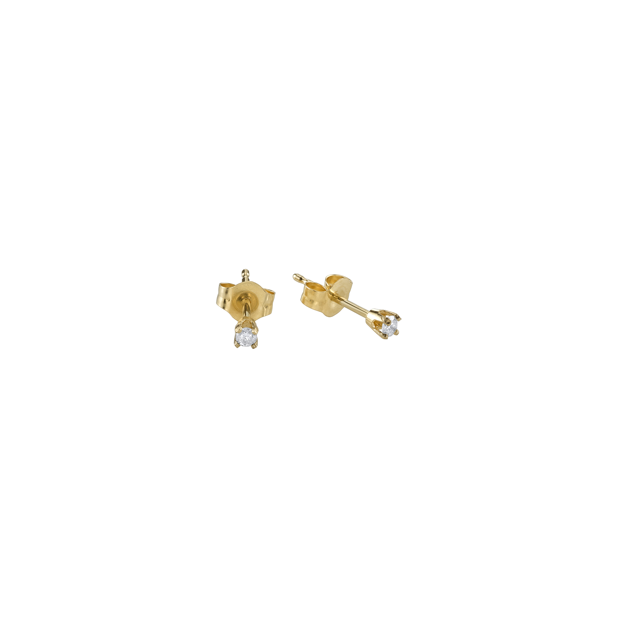Sweet baby prong earrings in gold vermeil, featuring delicate white diamonds - Gabriela Artigas