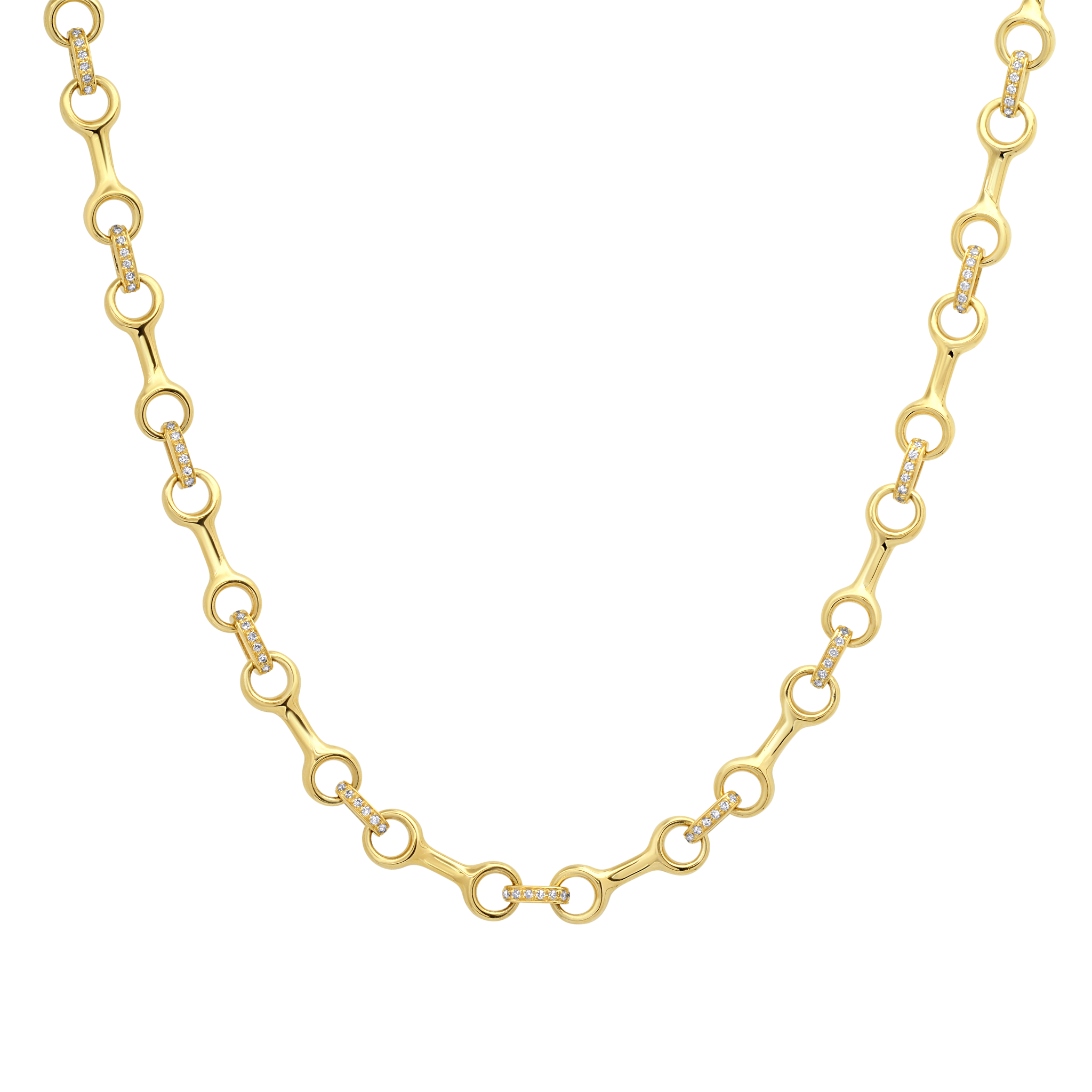 15 mm double beam gold vermeil necklace featuring white pavé diamond connectors for a touch of elegance and sparkle - Gabriela Artigas