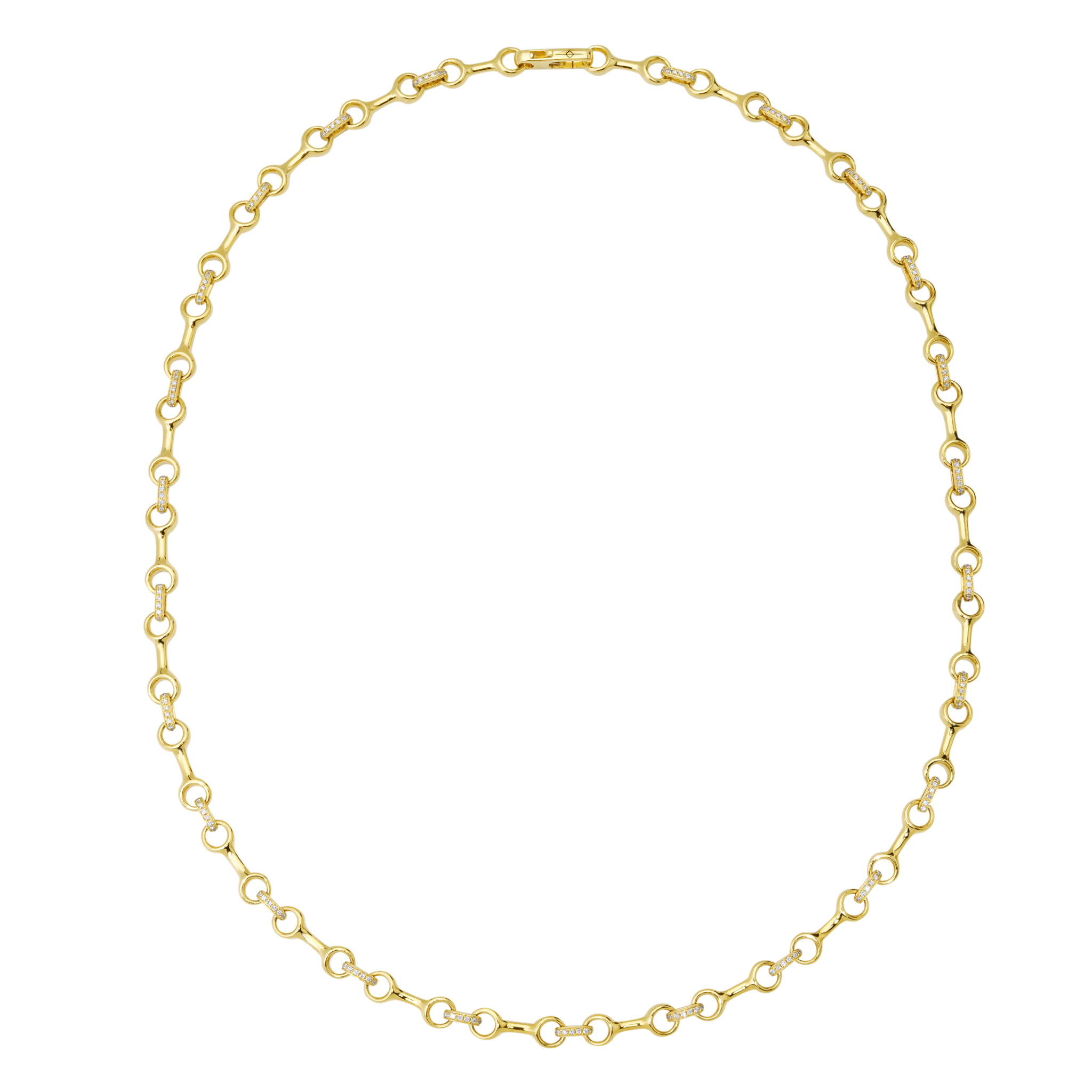 15mm Double Beam Necklace with White Pavé Diamond Connectors - Gabriela Artigas