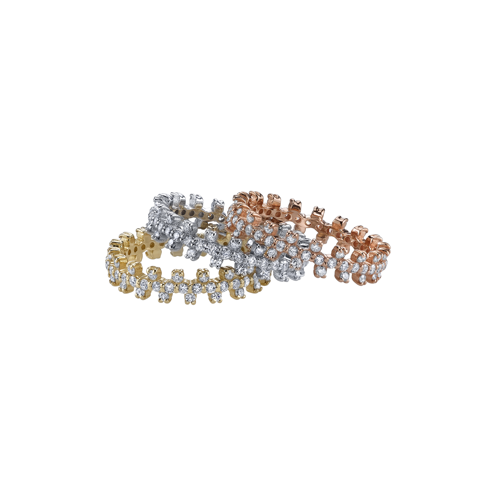 Bolt ring with white pavé diamonds, available in yellow, rose, and white gold for a modern, elegant look- Gabriela Artigas