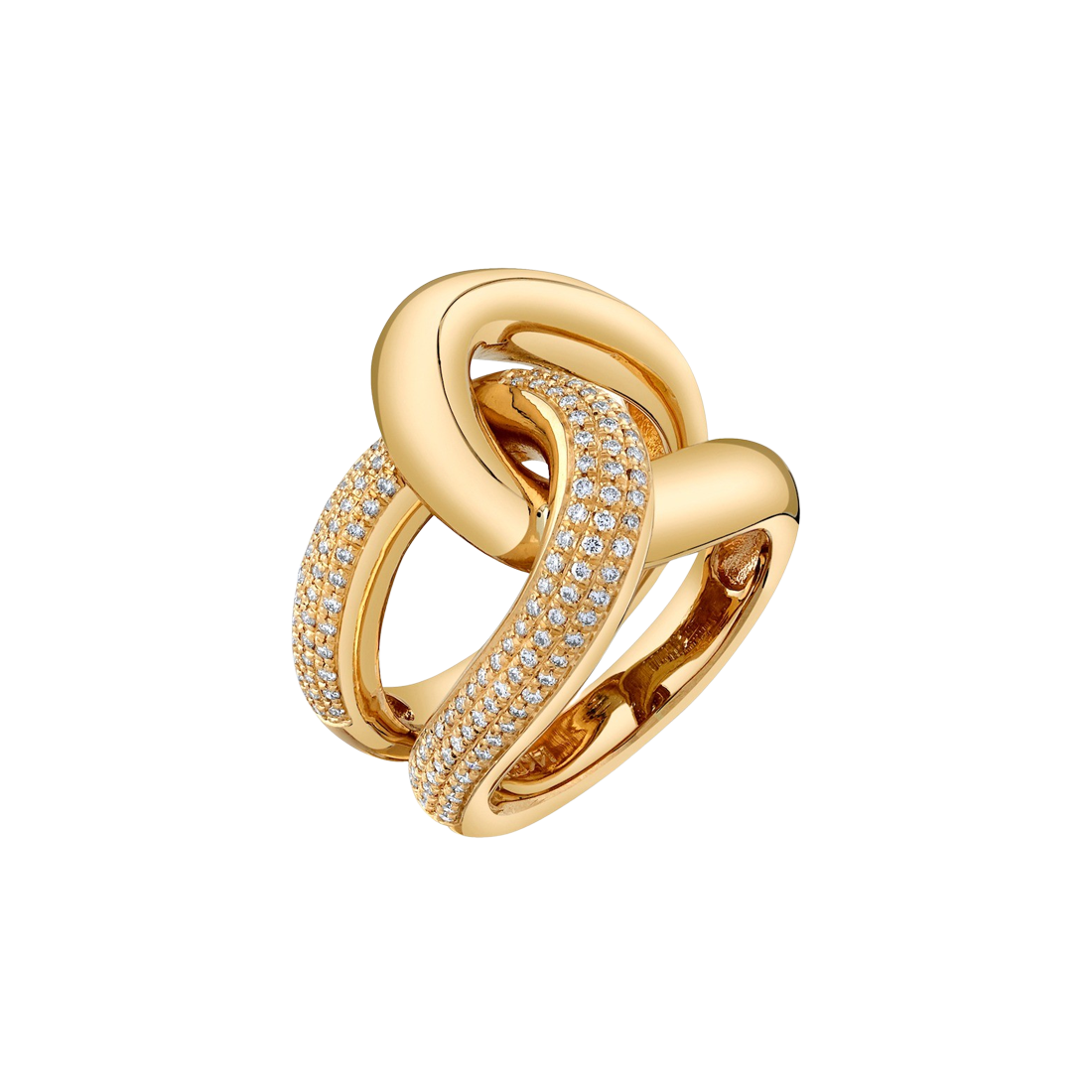 yellow gold full link ring with sparkling white pave diamonds - Gabriela Artigas