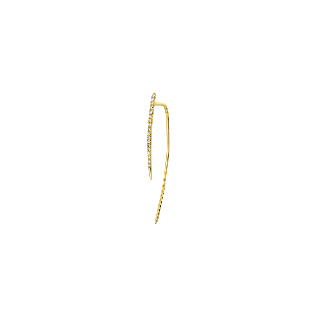 14K yellow gold Medium Infinite Tusk Earring, a bold statement piece with pavé diamonds at the front, radiating luxurious sparkle - Gabriela Artigas