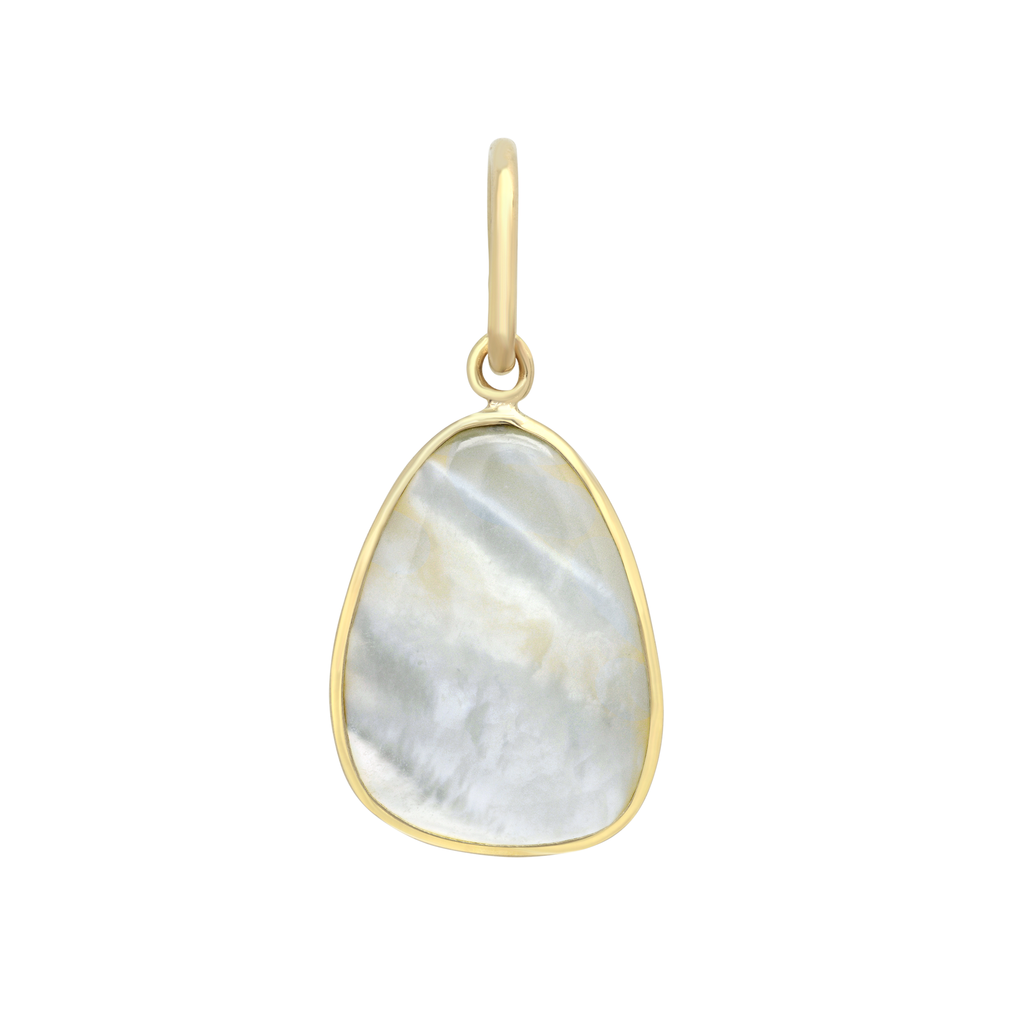 Crafted with a luminous mother of pearl drop, this pendant is framed in 14K yellow gold, versatile enough to fit most chains, blending sophistication and adaptability - Gabriela Artigas