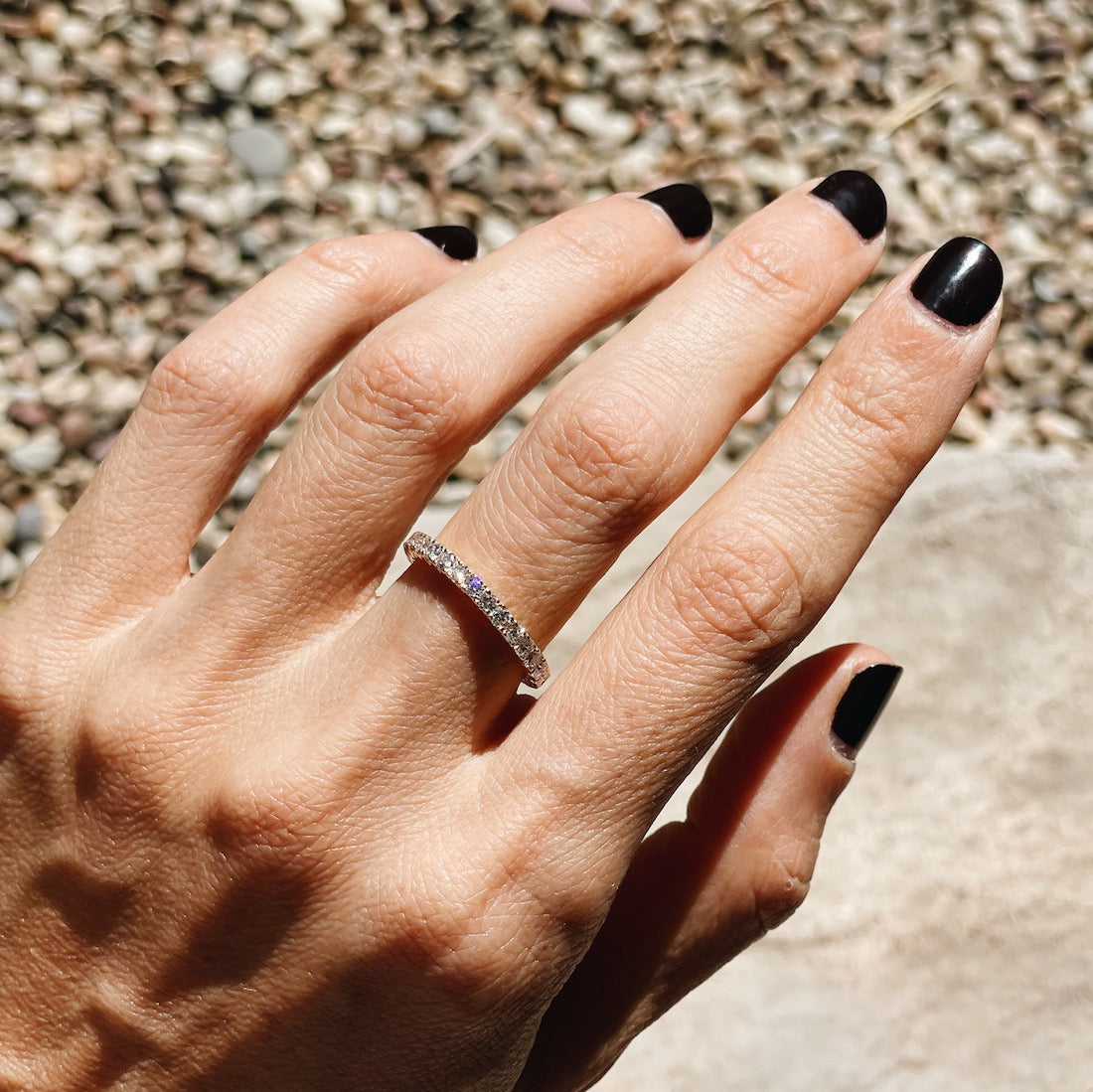 Eternity Queen Axis Ring in yellow gold, adorned with white diamonds encircling the band, designed for timeless, radiant glamour - Gabriela Artigas