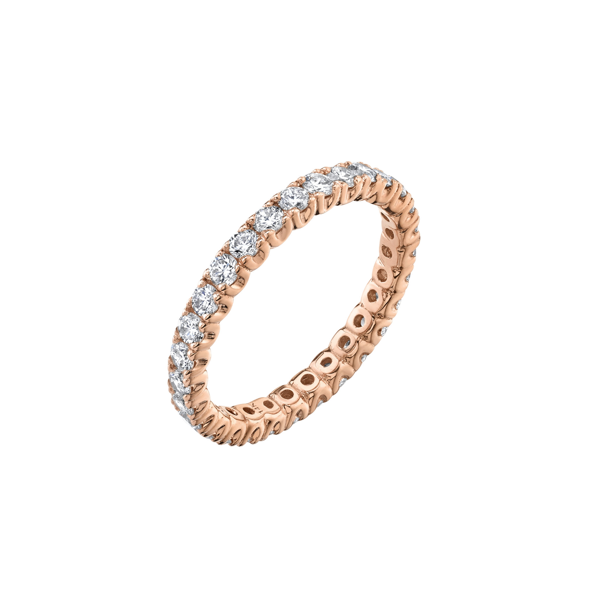 Statement Eternity Queen Axis Ring in rose gold, featuring a full circle of white diamonds for a dazzling, classic look - Gabriela Artigas