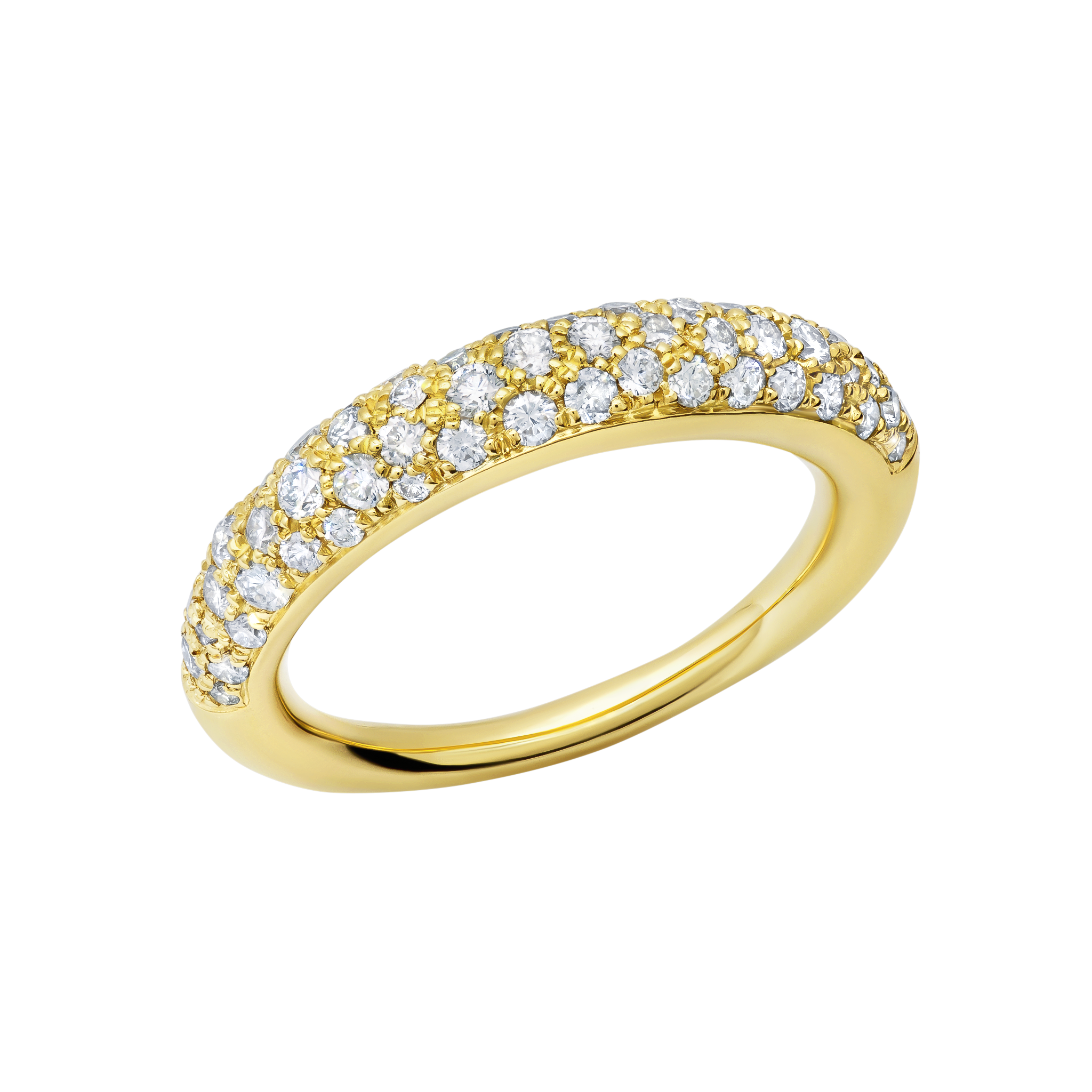14K yellow gold Signature Rising Tusk Ring, a dazzling statement ring with various-sized pavé diamonds, crafted for bold, luxurious shine - Gabriela Artigas