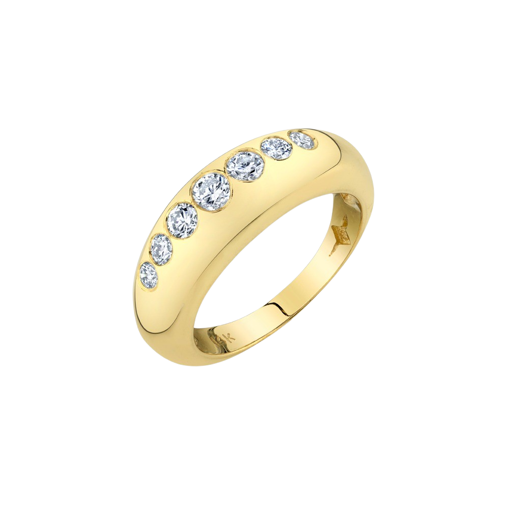 Luxury Small Balloon Ring in 14K yellow gold, featuring a tapered, rounded design with ascending diamonds for refined brilliance - Gabriela Artigas