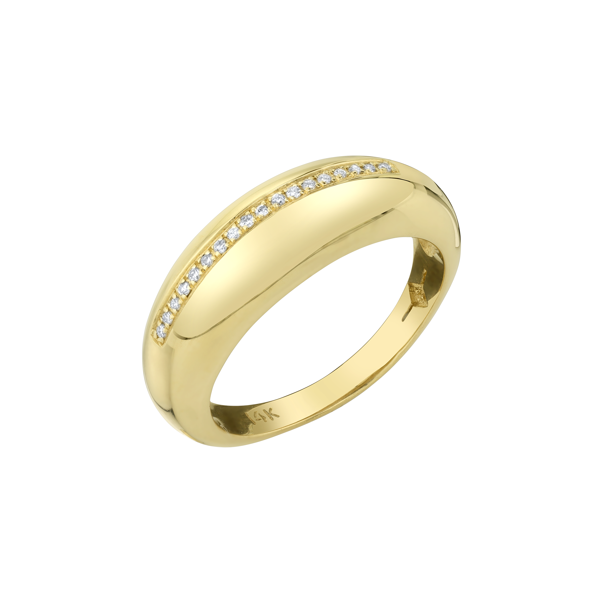 Small Balloon Ring with Row of Pavé White Diamonds - Gabriela Artigas