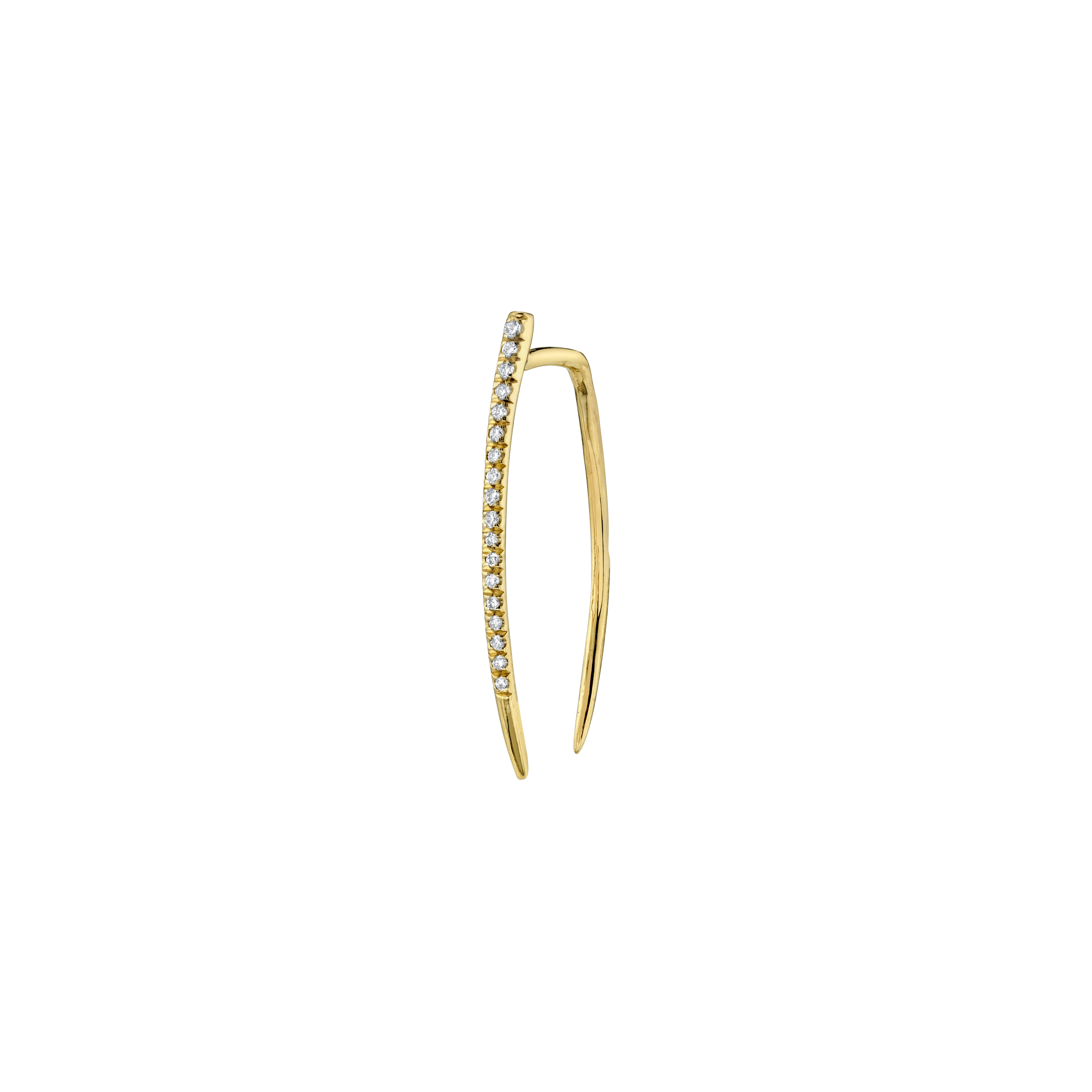 Large gold tusk earrings enhanced with a row of brilliant white pavé diamonds - Gabriela Artigas