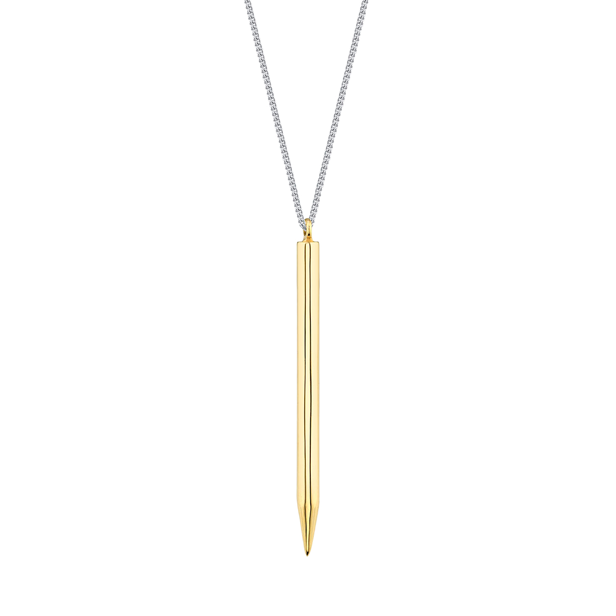 Yellow gold plate Stick Pendant Necklace with a sterling silver chain, a streamlined statement piece offering timeless, minimalist elegance - Gabriela Artigas