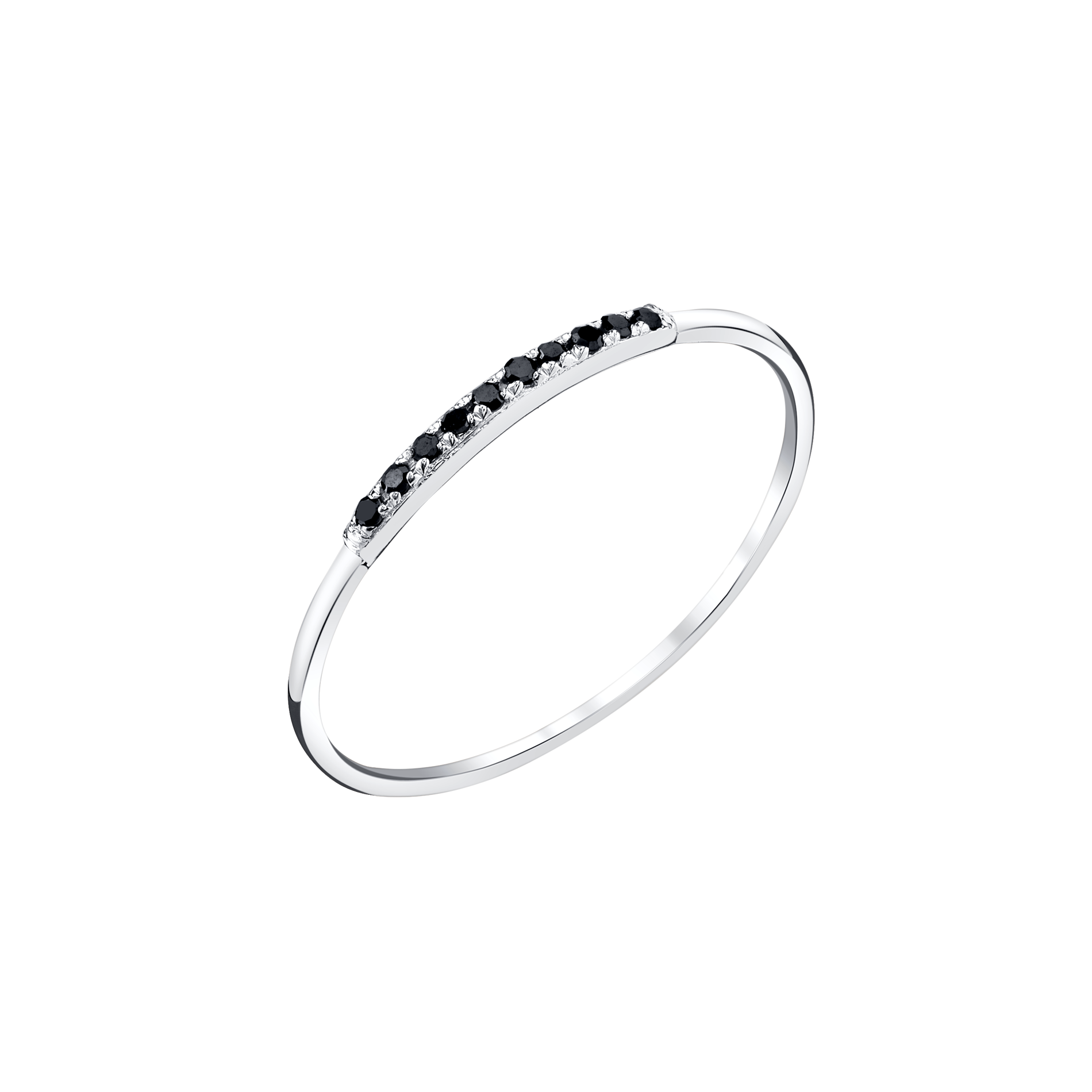 Mini Axis Ring in white gold, with delicate black pavé diamonds along the top curve, offering a chic, everyday jewelry accent - Gabriela Artigas