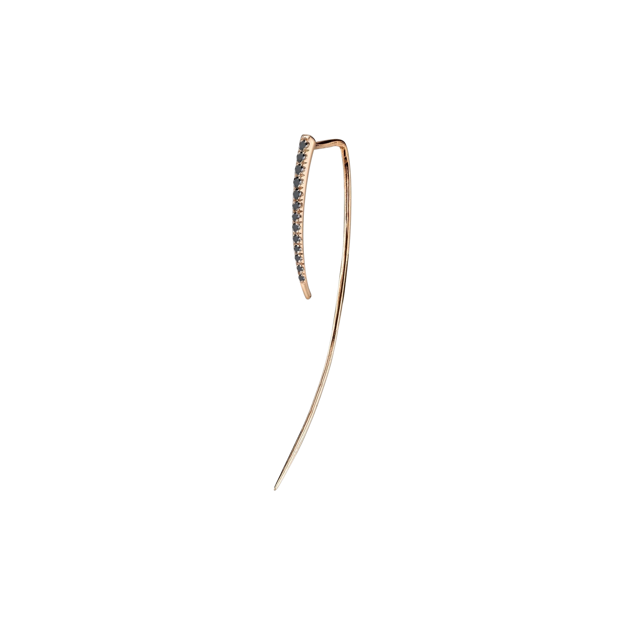 14K rose gold XL Infinite Tusk Earring with black pave diamonds, a striking piece that blends modern artistry with luxurious impact - Gabriela Artigas