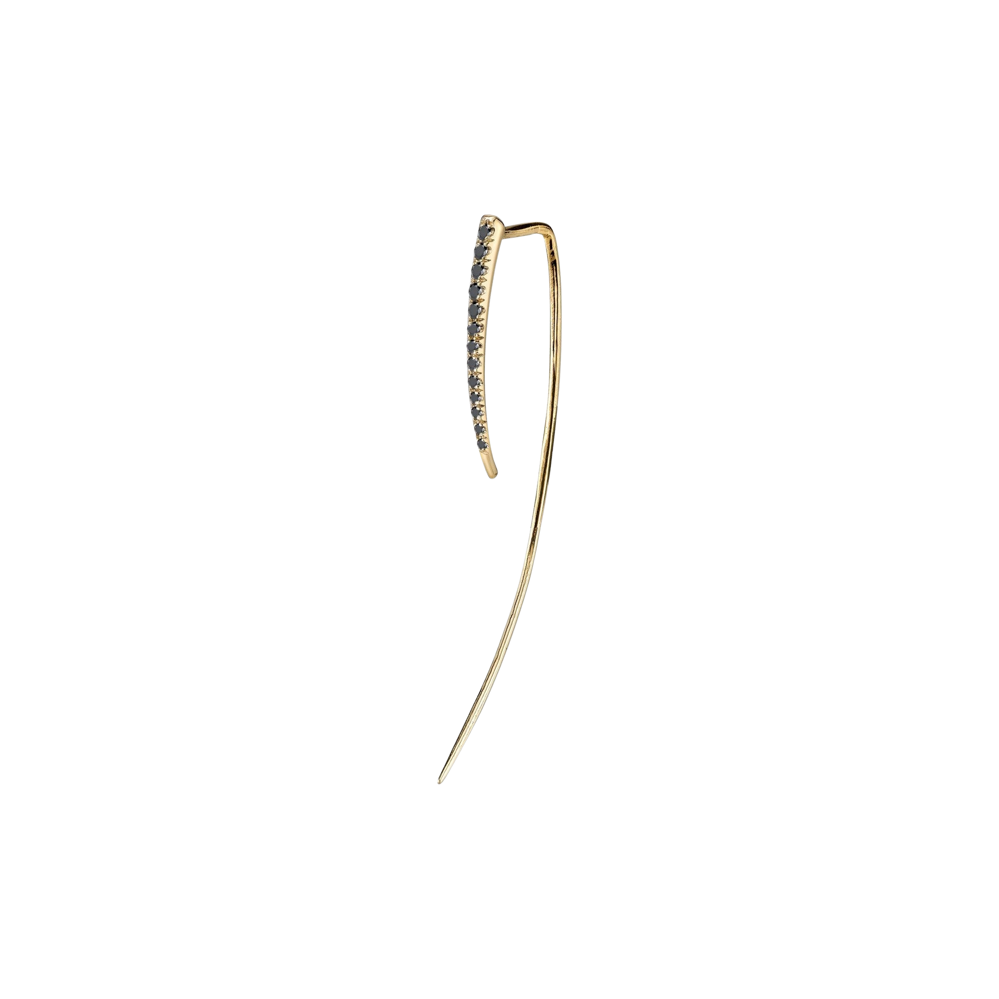 Luxury XL Infinite Tusk Earring in 14K yellow gold, adorned with black pave diamonds, offering a unique, eye-catching design - Gabriela Artigas
