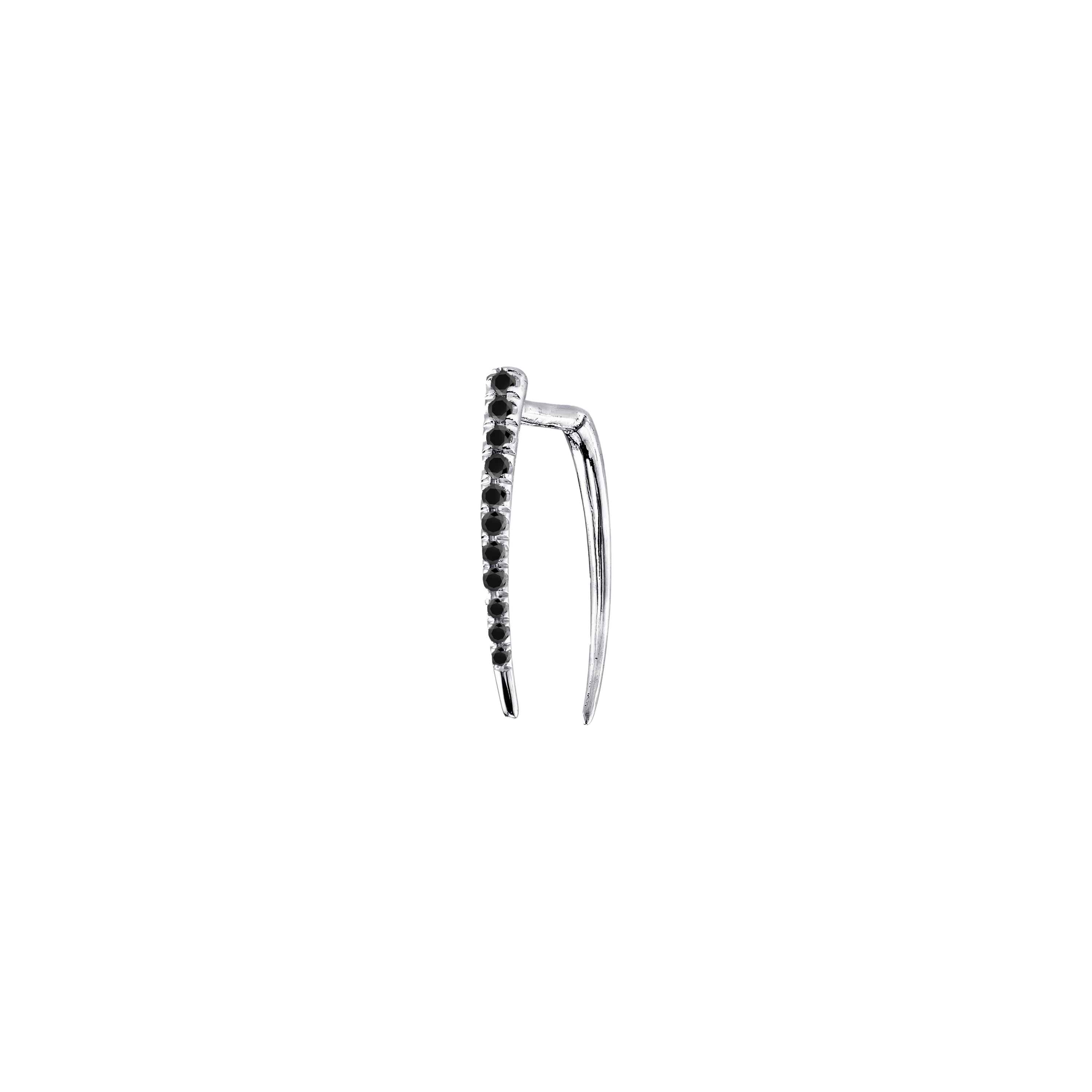 Classic Infinite Tusk earrings in sterling silver, featuring black pavé diamonds - Gabriela Artigas
