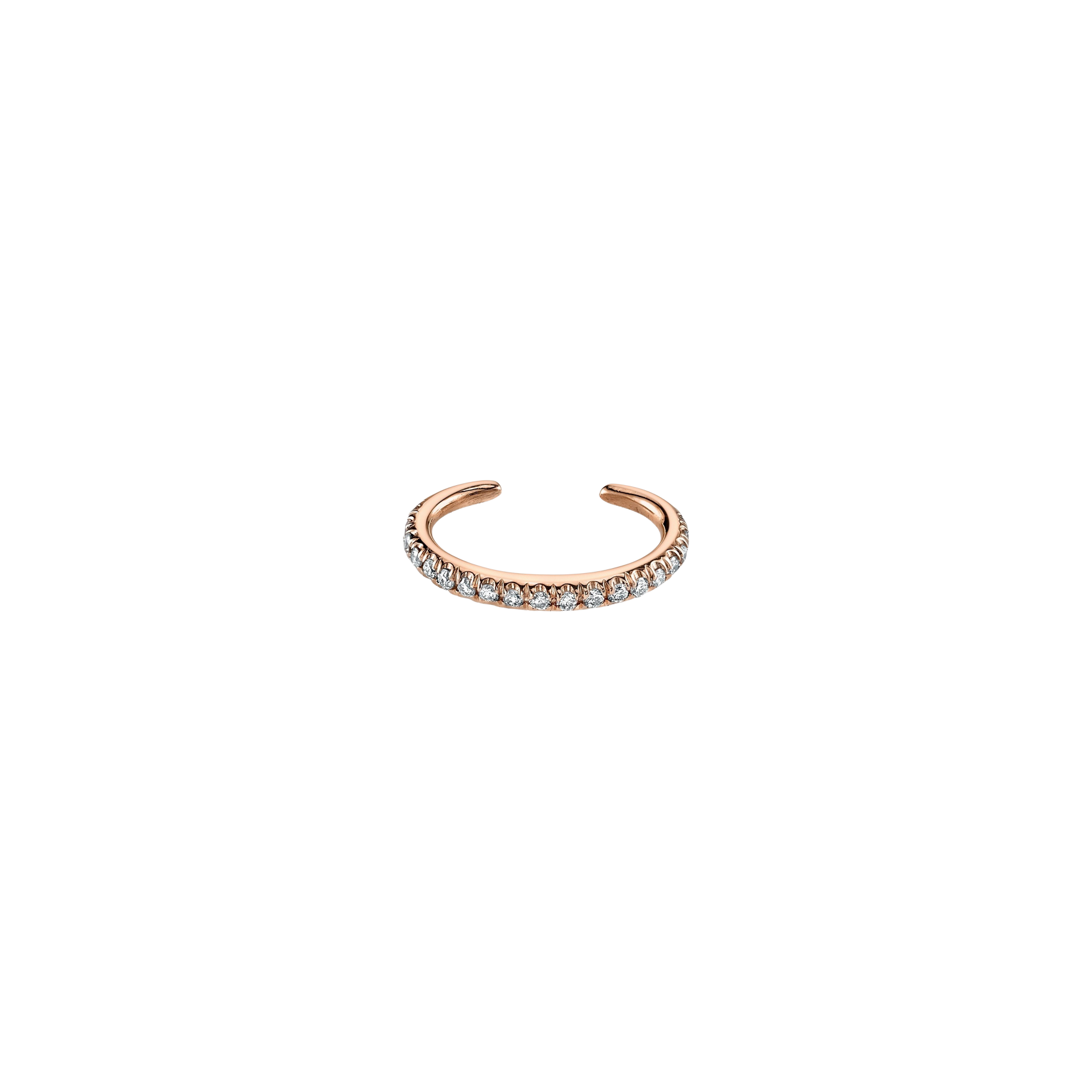 Dazzling rose gold Infinite Tusk Ear Cuff, adorned with white pavé diamonds from above, perfect for creating layered jewelry statements - Gabriela Artigas