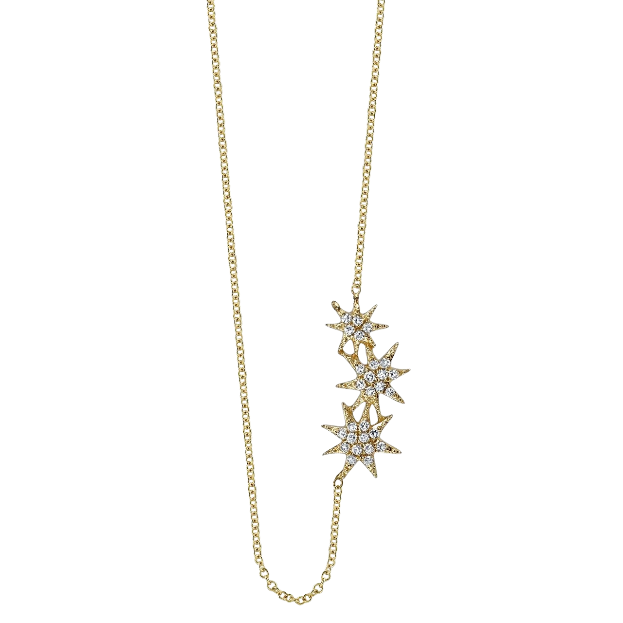 Triple Star Necklace with White Pavé Diamonds | Gabriela