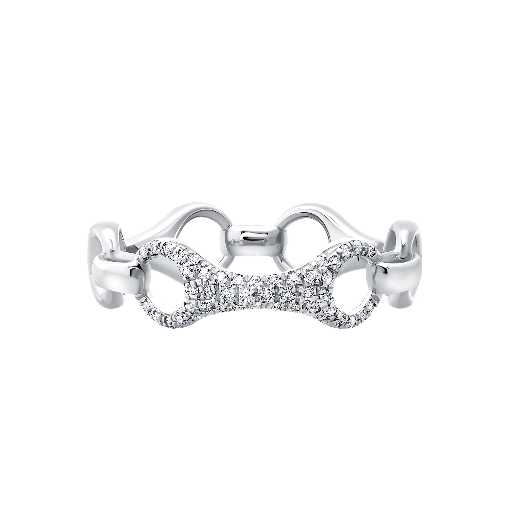 15 MM Beam Link Ring with Top Link with White Pavé Diamonds - Gabriela Artigas + CO