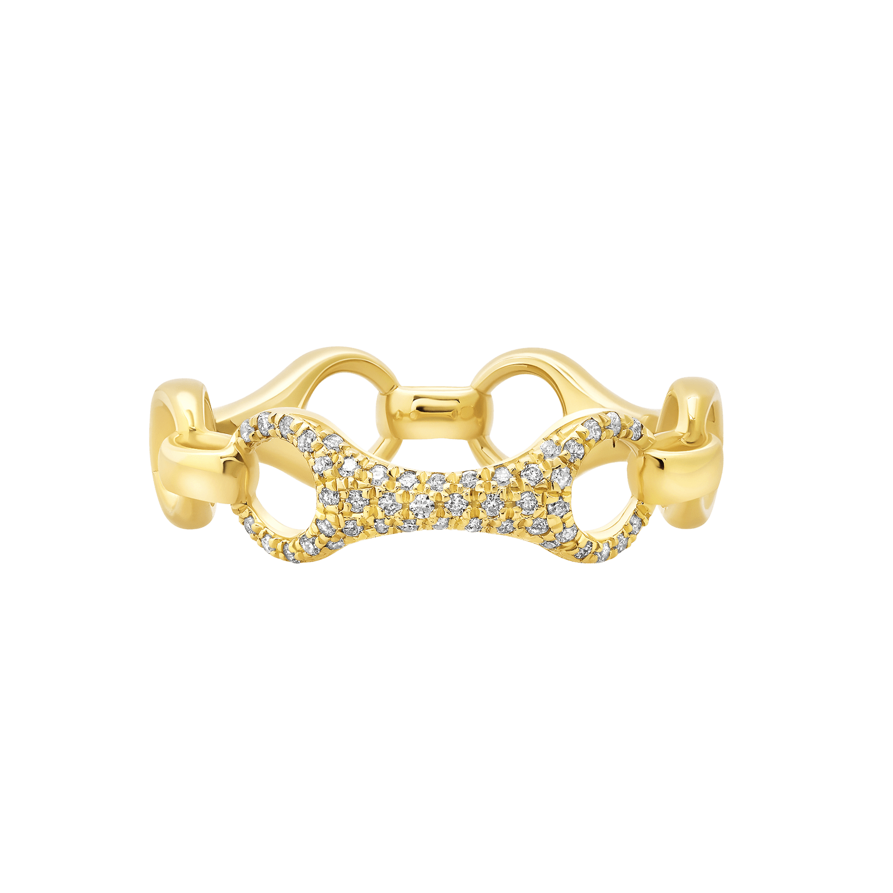 15 MM Beam Link Ring with Top Link with White Pavé Diamonds - Gabriela Artigas + CO