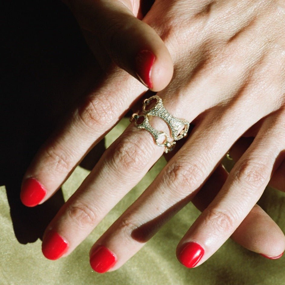 20 MM Beam Link Ring with White Pavé Diamonds - Gabriela Artigas + CO