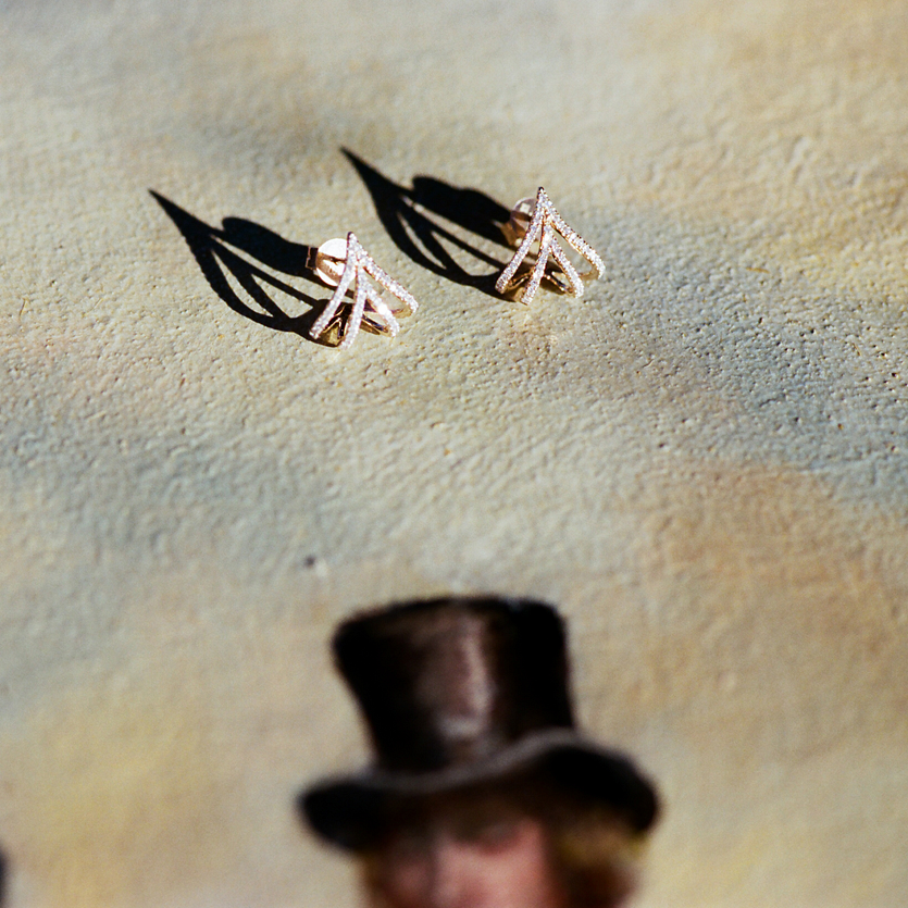 Apse Cage Earrings with White Pave Diamonds