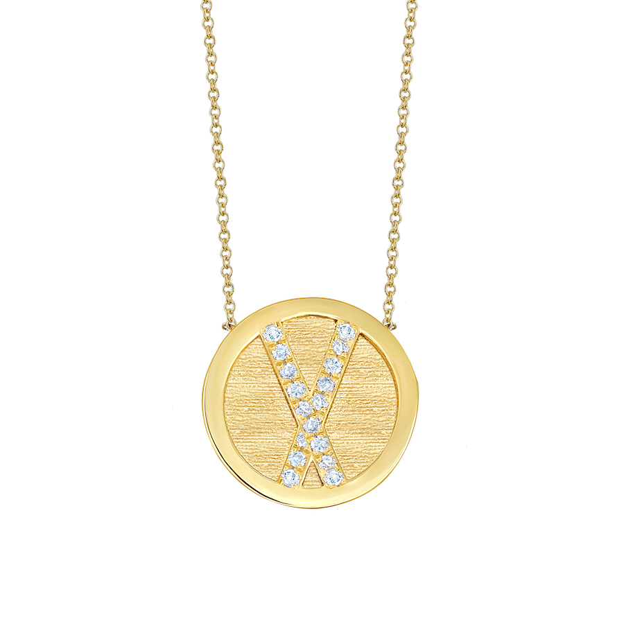 Small Medallion Necklace with White Pavé Diamonds - Gabriela Artigas