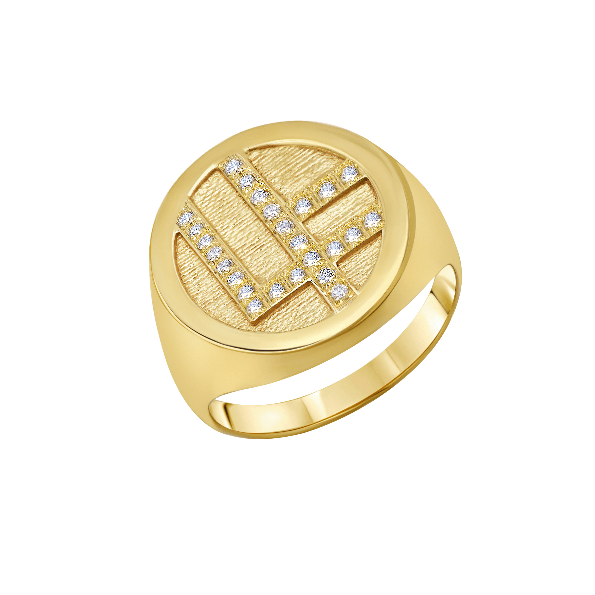 Medallion Rings with Center White Pavé Diamonds