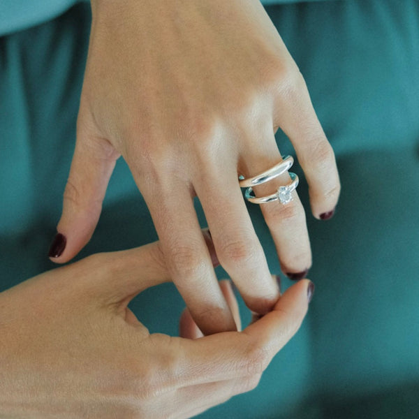 Twin Tusk Ring with Suspended Diamond - Gabriela Artigas