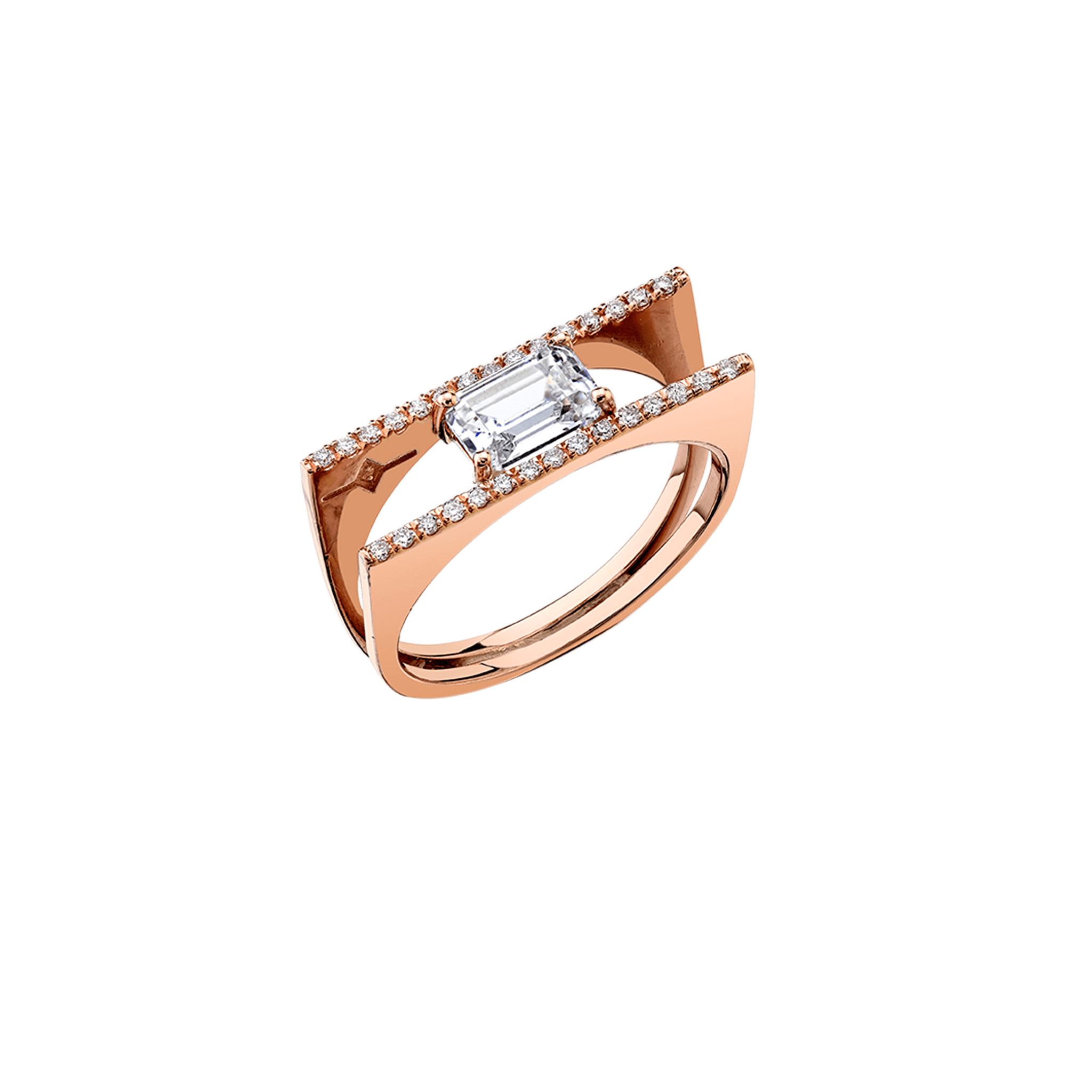 Dual Axis Ring with Emerald Cut Diamond - Gabriela Artigas