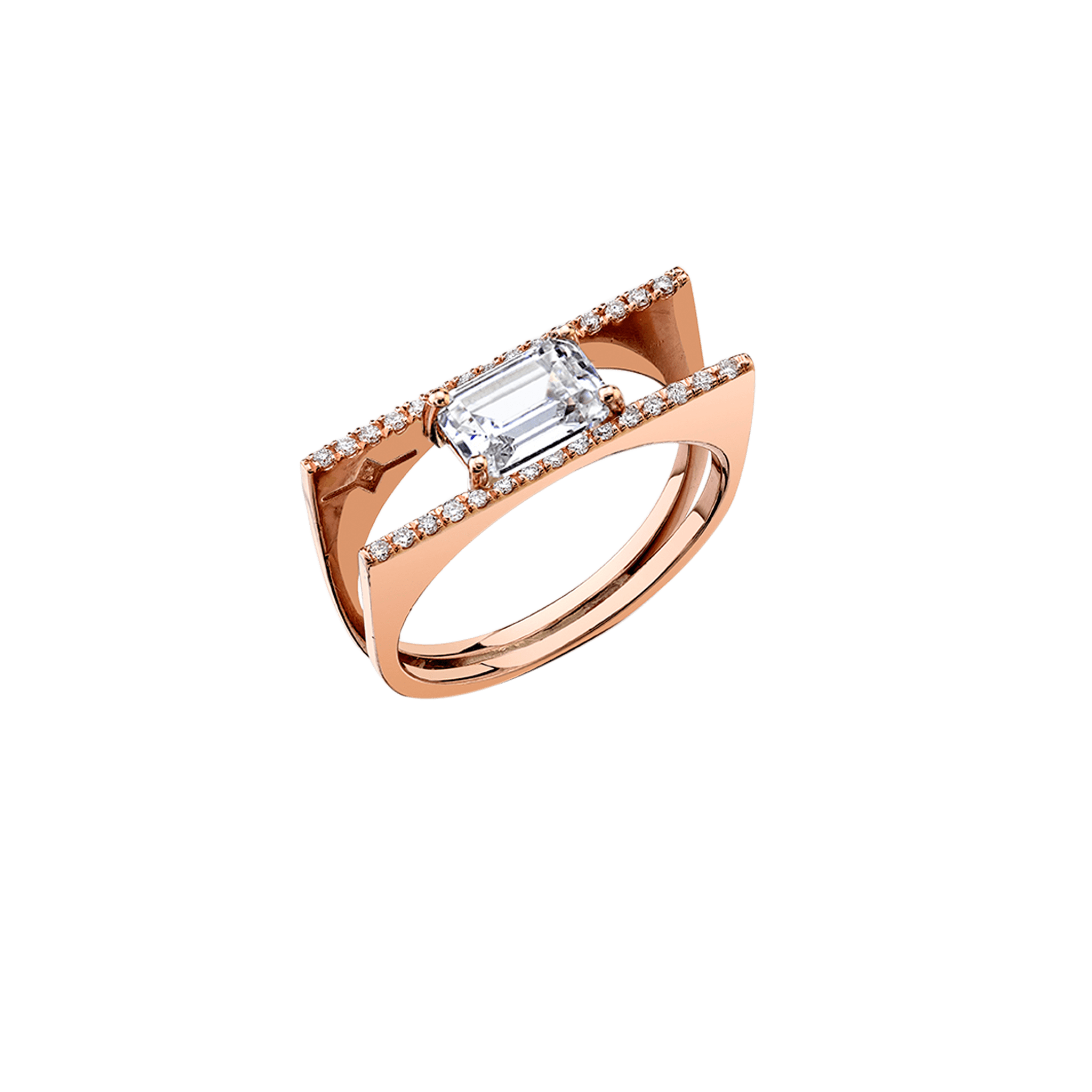 Dual Axis Ring with Emerald Cut Diamond - Gabriela Artigas