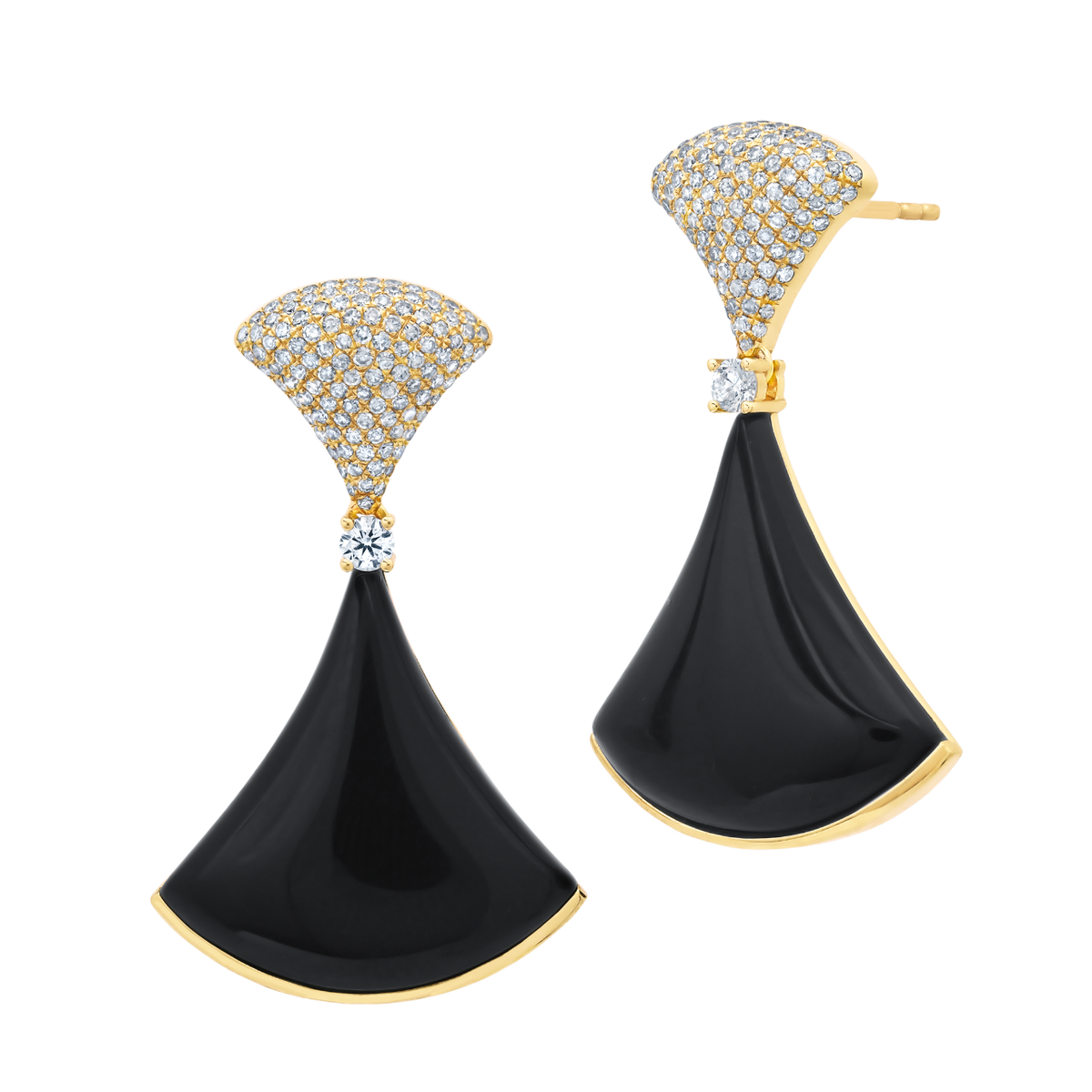 Onyx Fan Earrings with Diamonds - Gabriela Artigas + CO